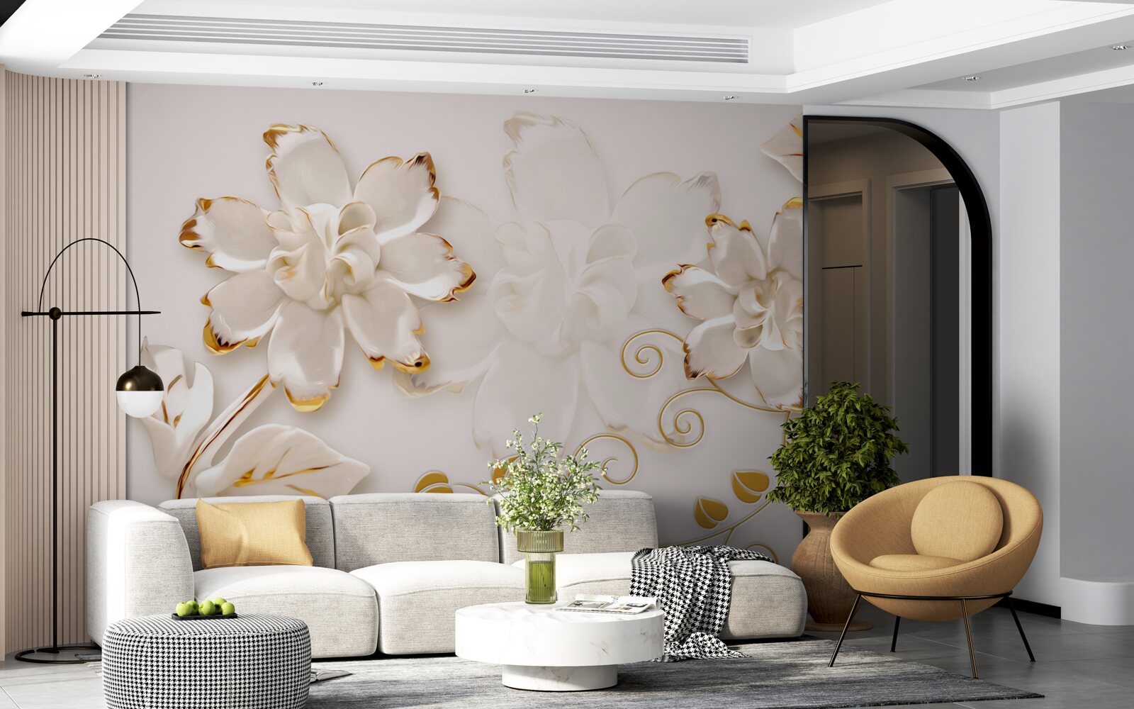 Fototapeta Snehobiele ruže so zlatom