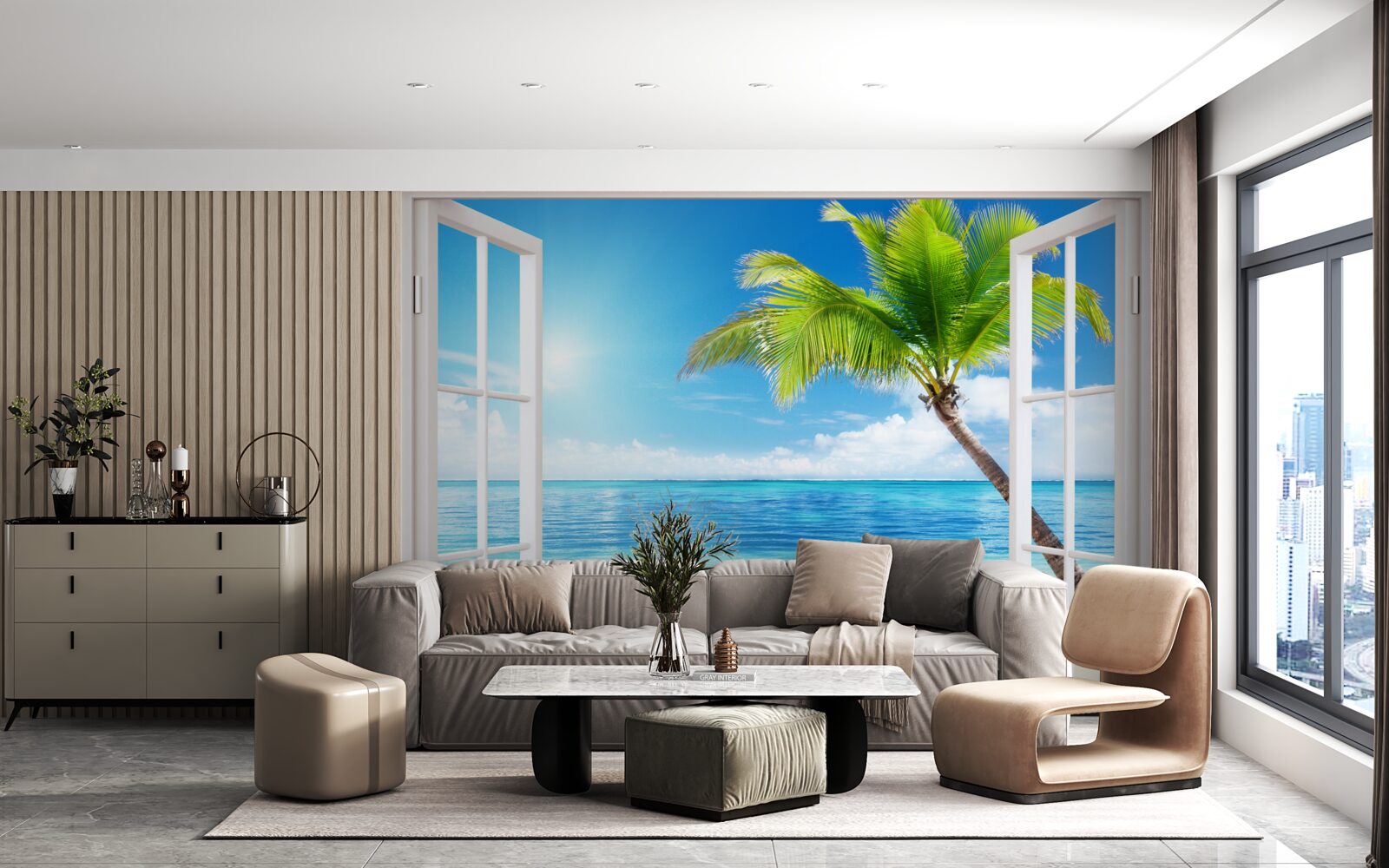 Fototapeta za oknom, exotické tropické potešenie