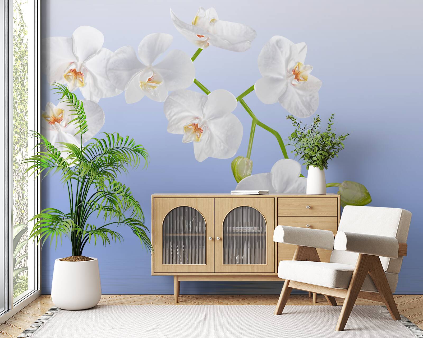 Fototapeta Snehobiela orchidea nad vodnou hladinou