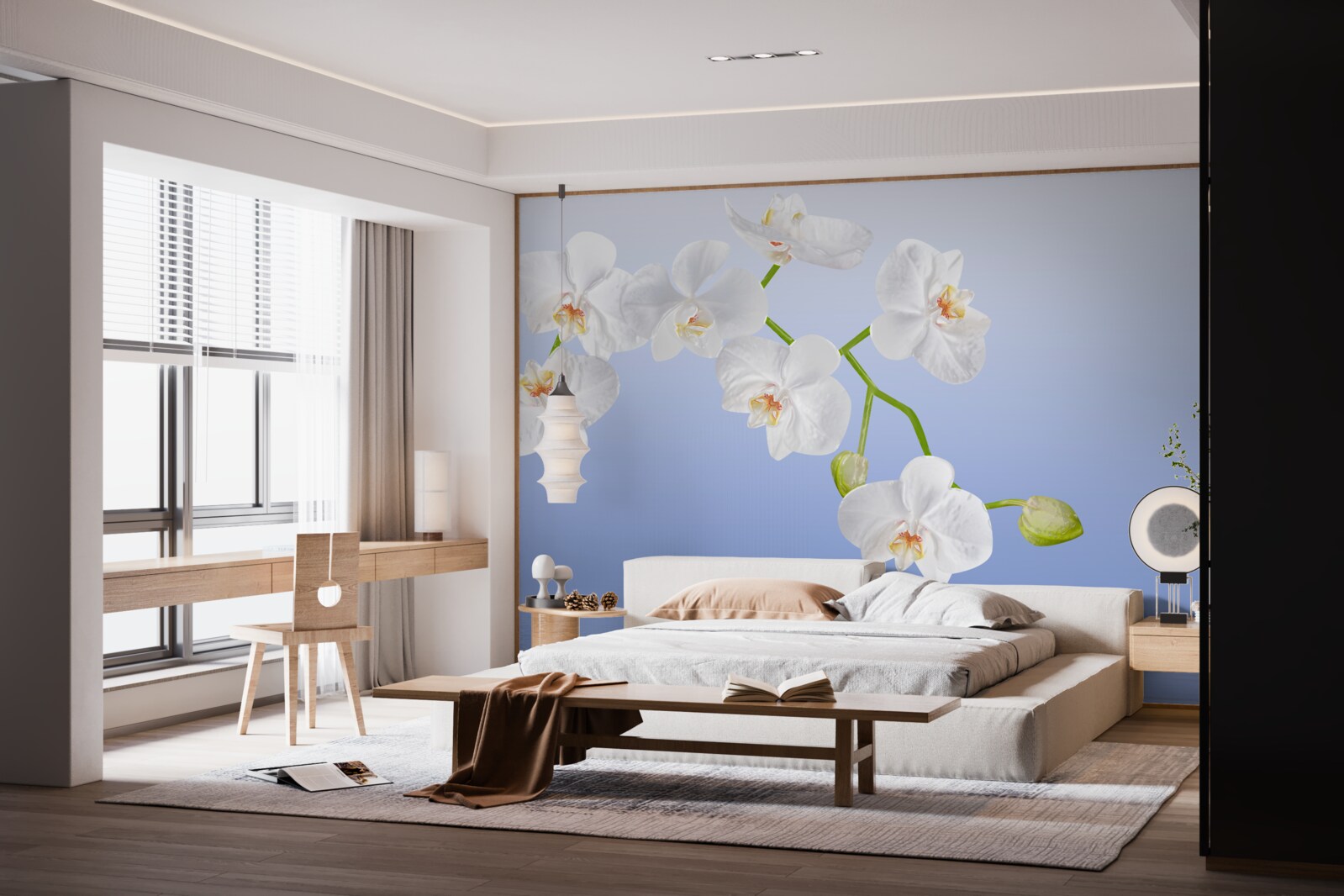 Fototapeta Snehobiela orchidea nad vodnou hladinou