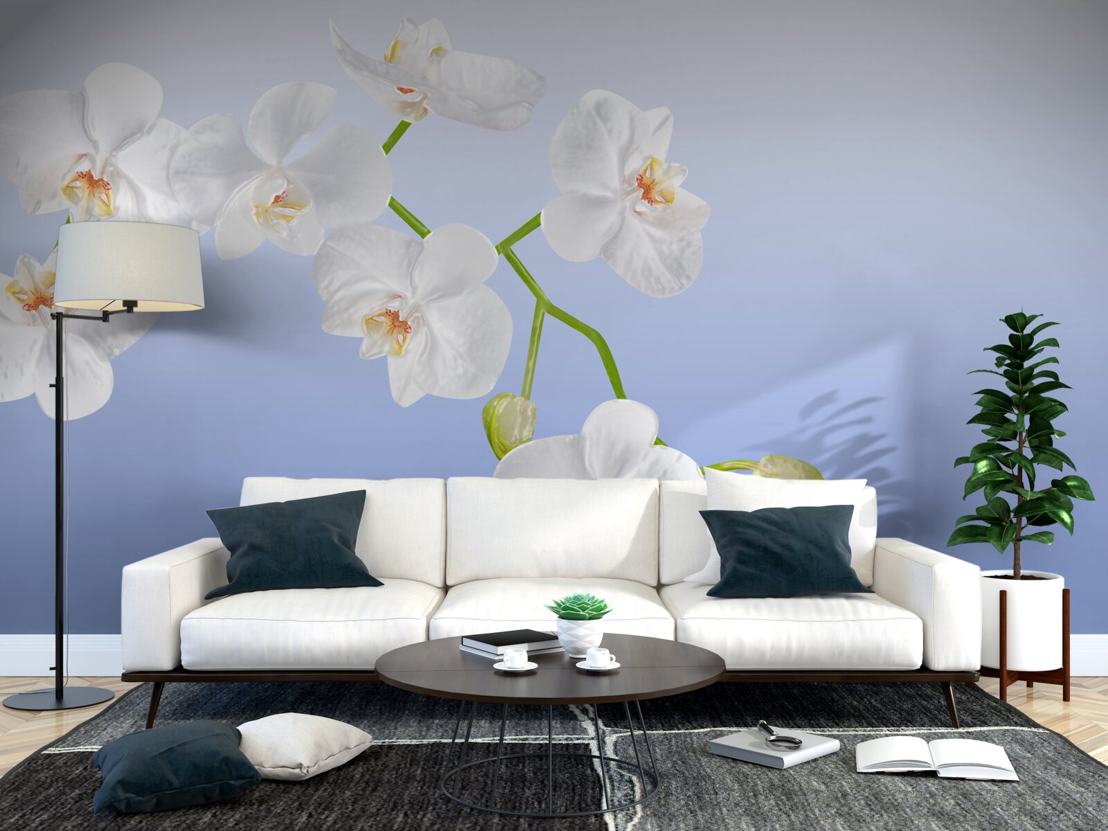 Fototapeta Snehobiela orchidea nad vodnou hladinou