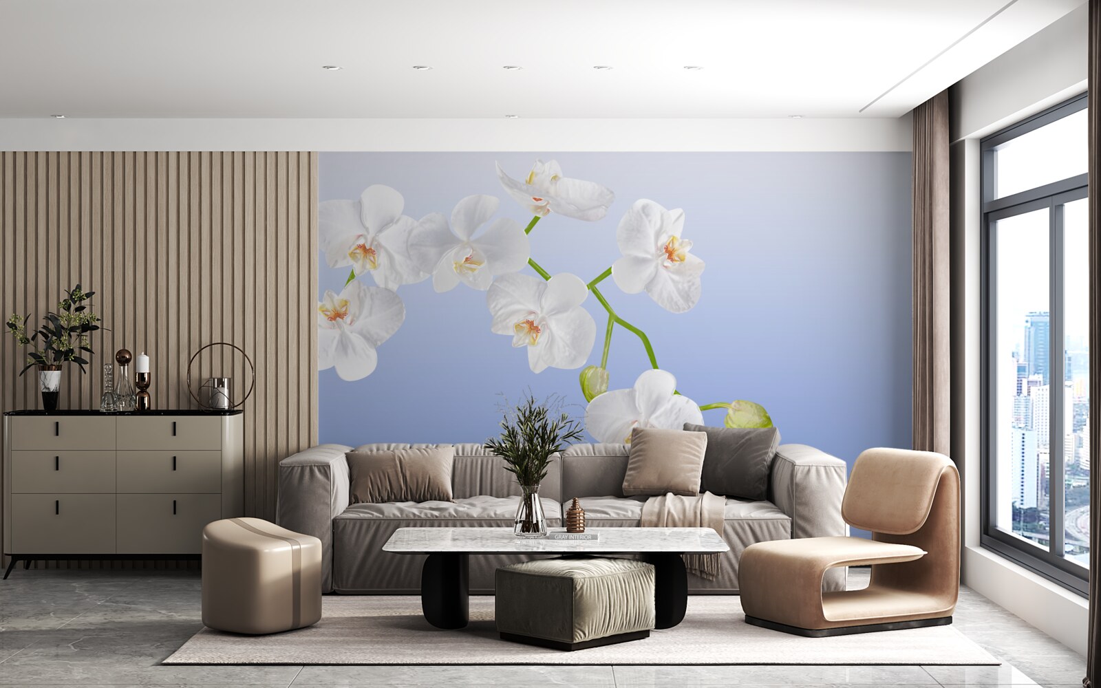 Fototapeta Snehobiela orchidea nad vodnou hladinou