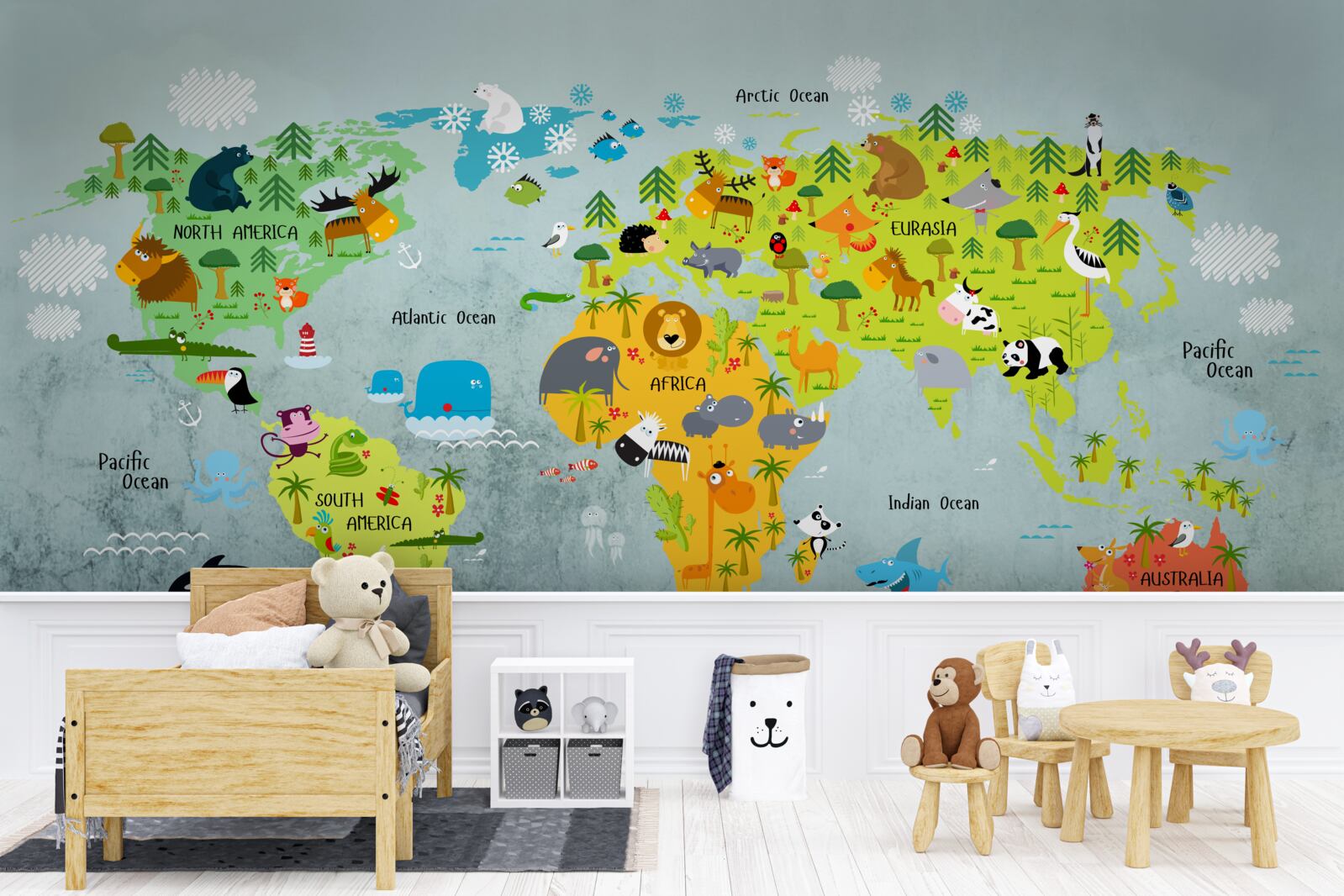 Fototapeta jasná mapa sveta pre deti