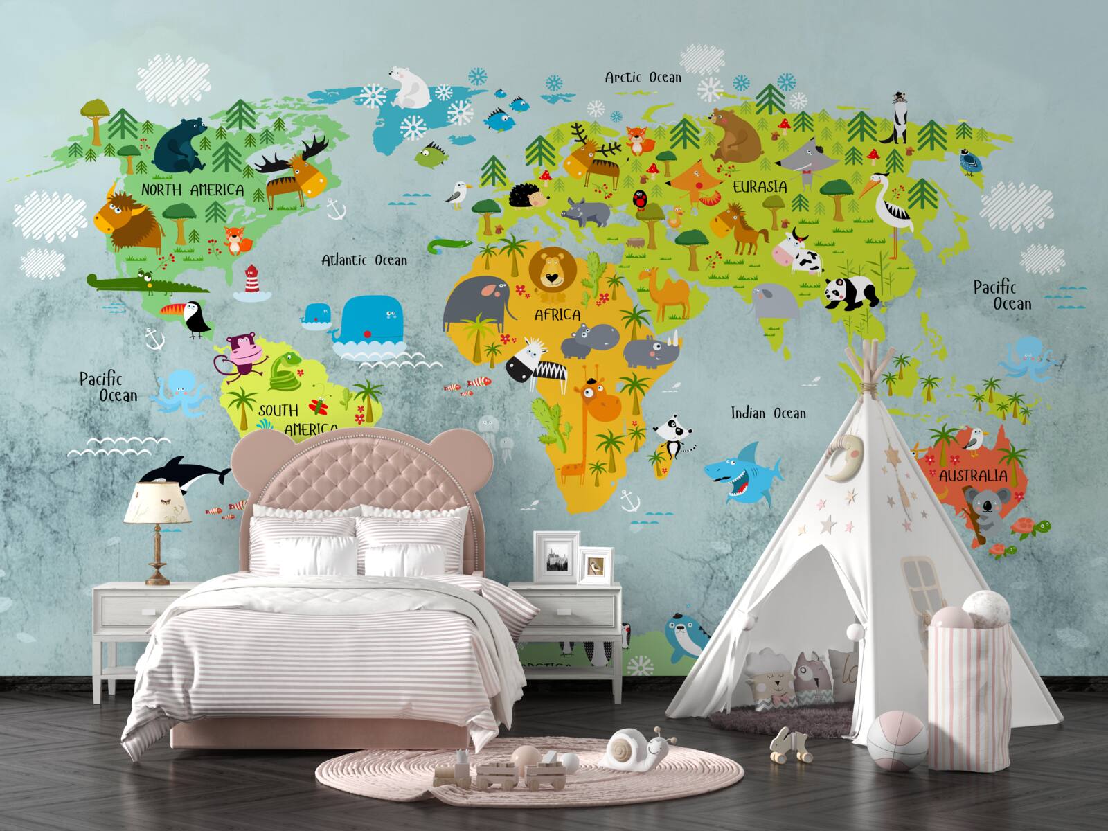 Fototapeta jasná mapa sveta pre deti