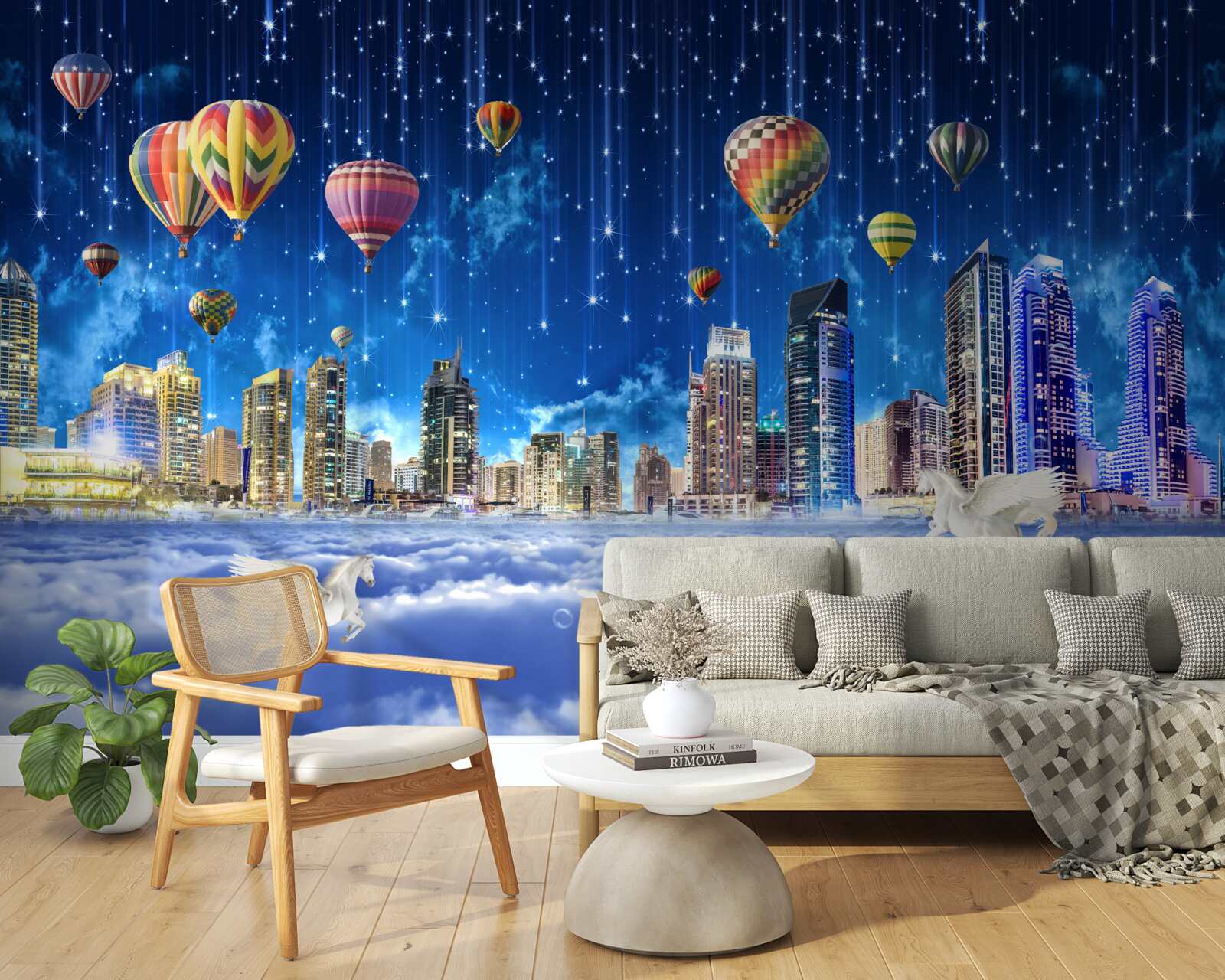 Fototapeta nočné mesto zdobia balóny