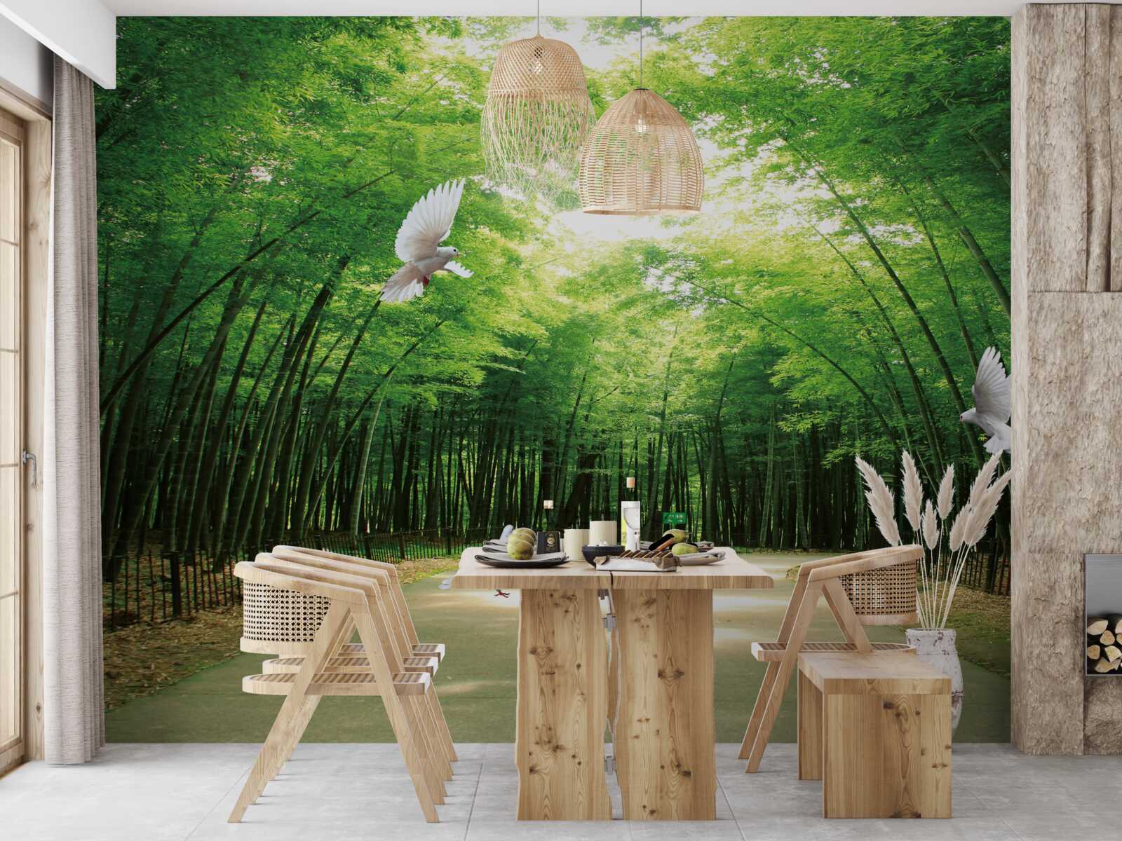 Fototapeta vstúpte do botanickej záhrady, upravenej a obývanej holubmi