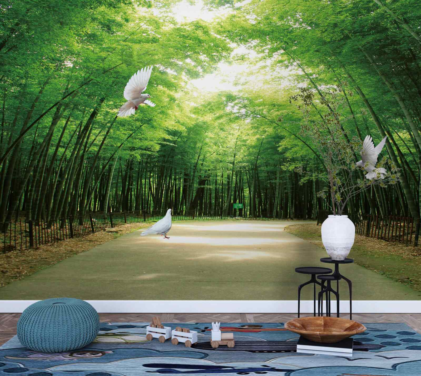 Fototapeta vstúpte do botanickej záhrady, upravenej a obývanej holubmi