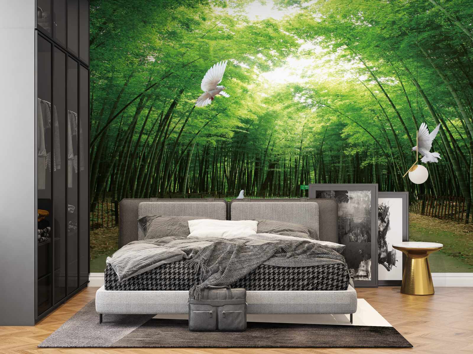 Fototapeta vstúpte do botanickej záhrady, upravenej a obývanej holubmi