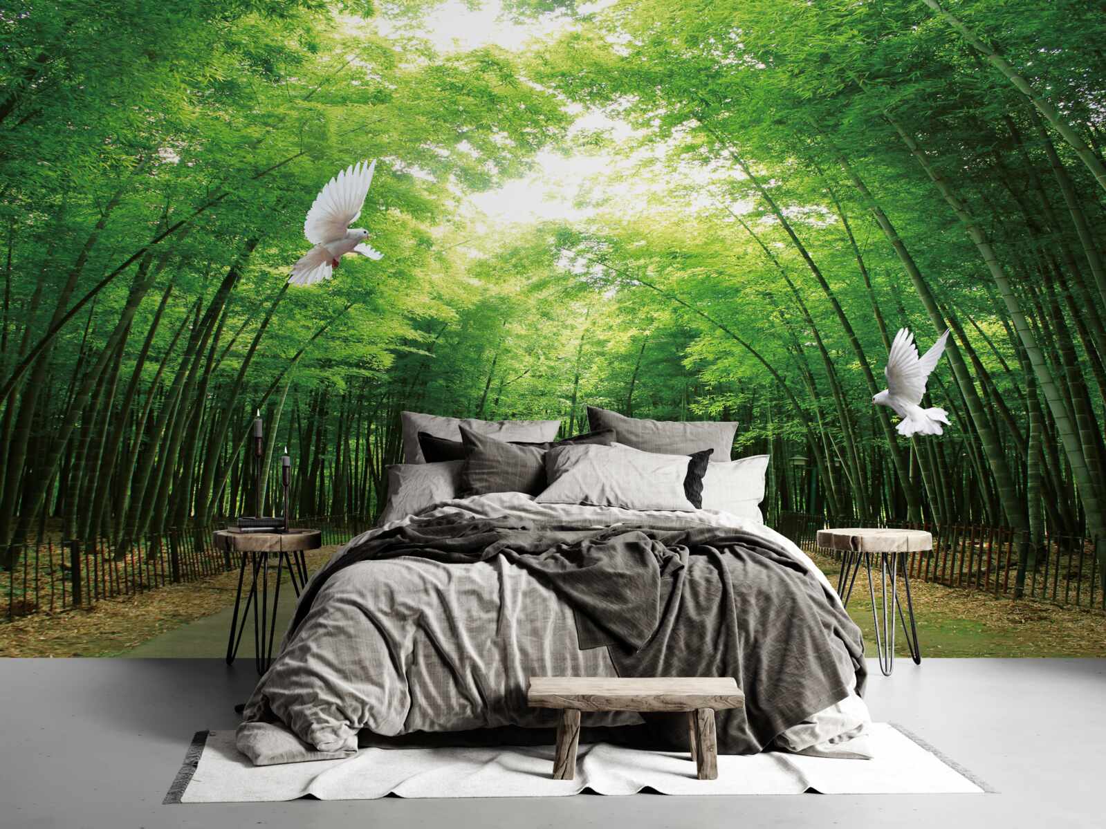 Fototapeta vstúpte do botanickej záhrady, upravenej a obývanej holubmi