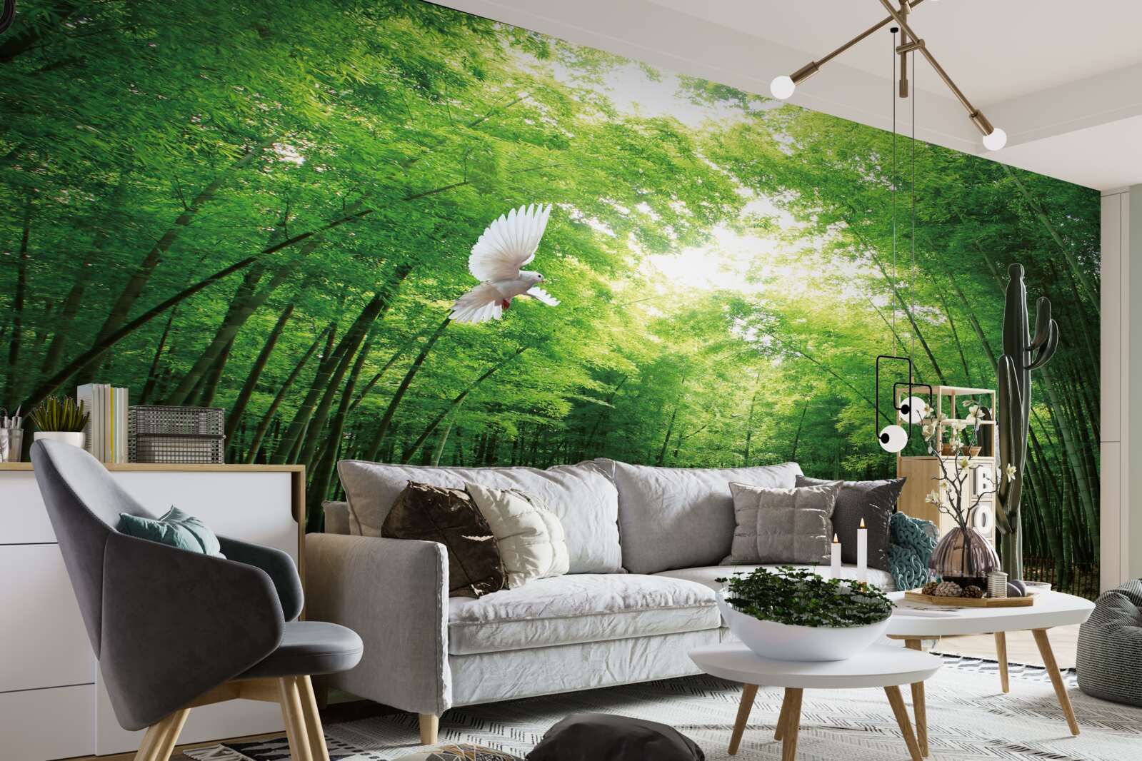 Fototapeta vstúpte do botanickej záhrady, upravenej a obývanej holubmi