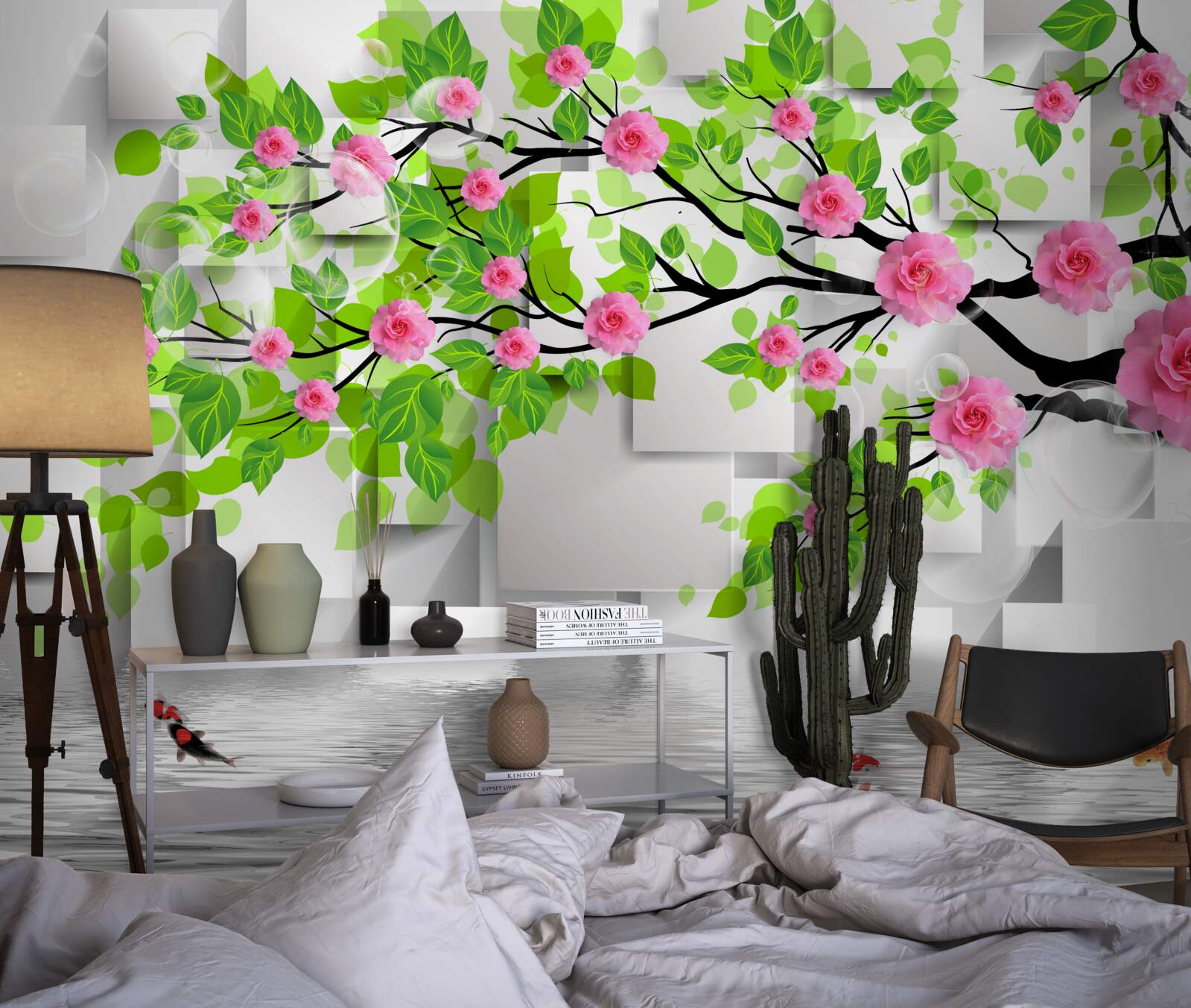 Fototapeta ružové ruže kvitnúce na konári