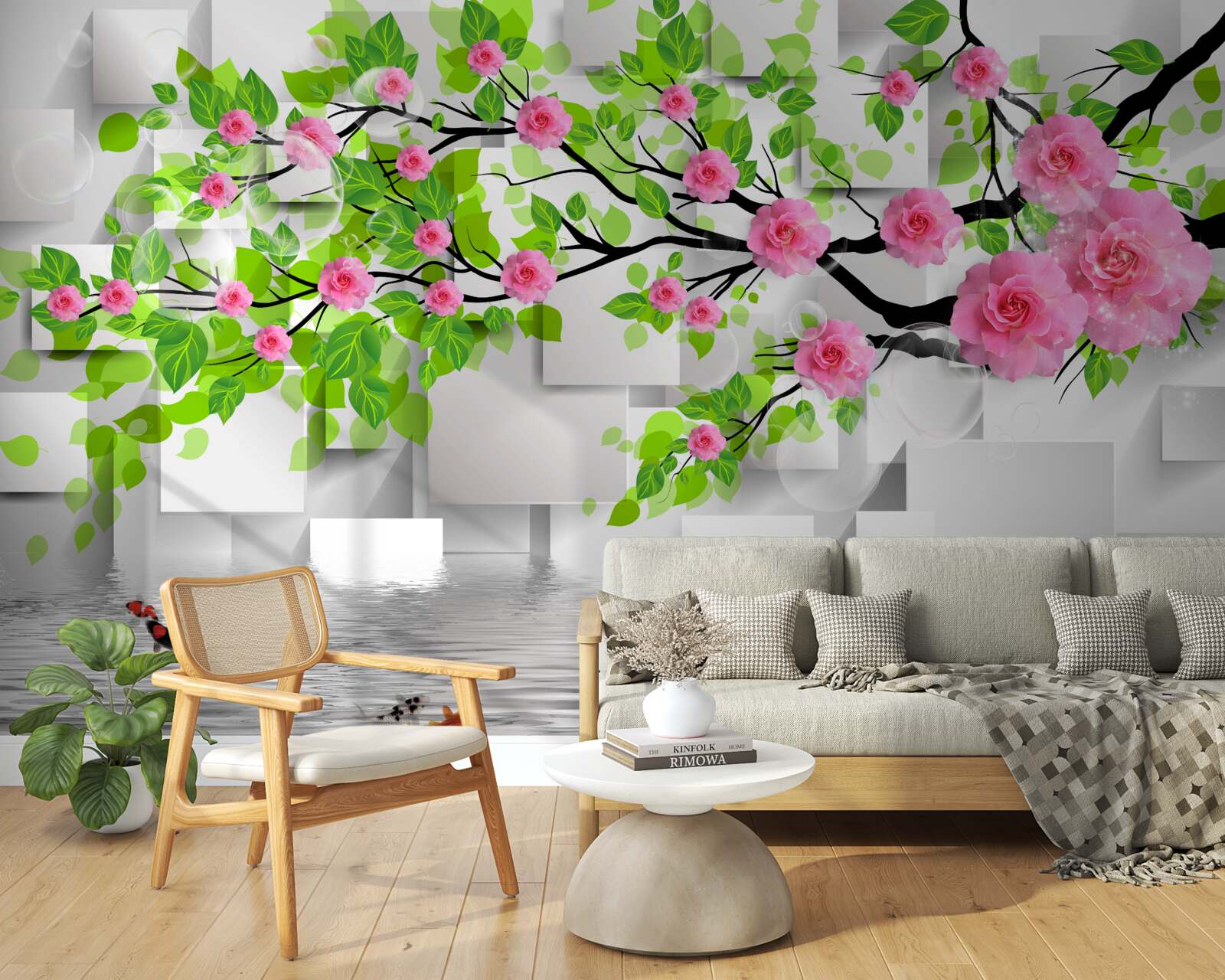 Fototapeta ružové ruže kvitnúce na konári