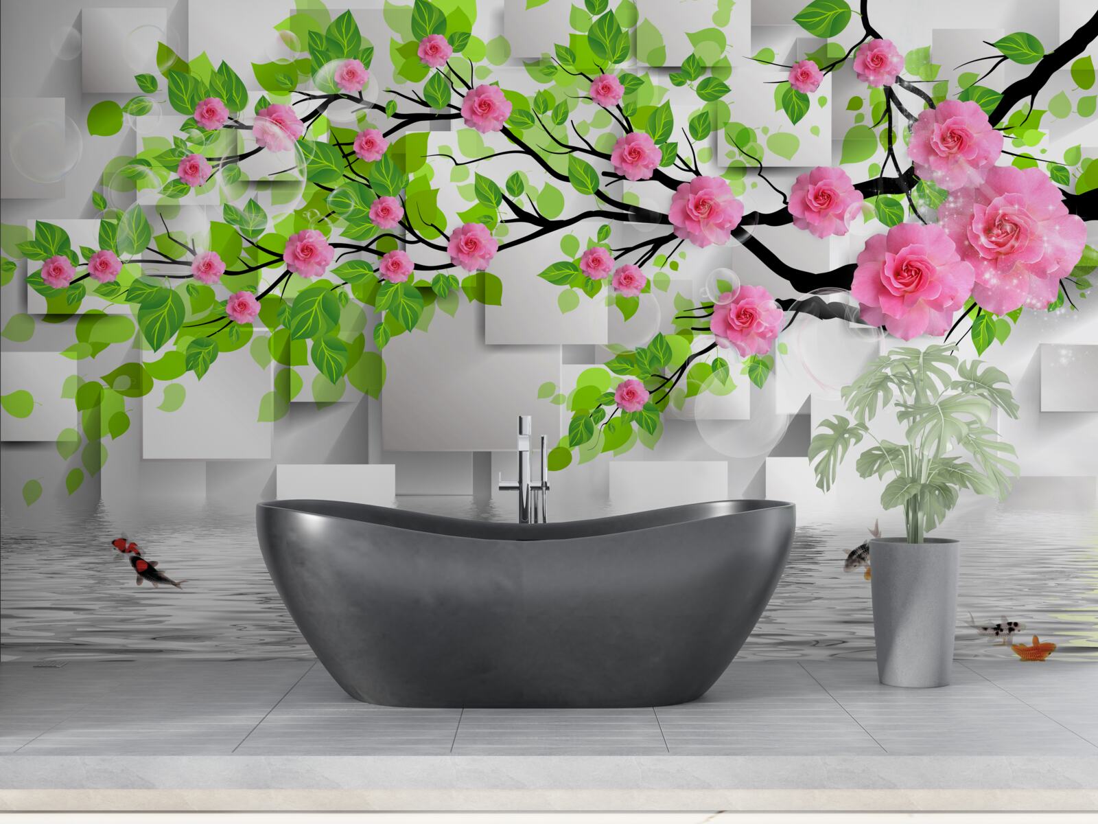 Fototapeta ružové ruže kvitnúce na konári