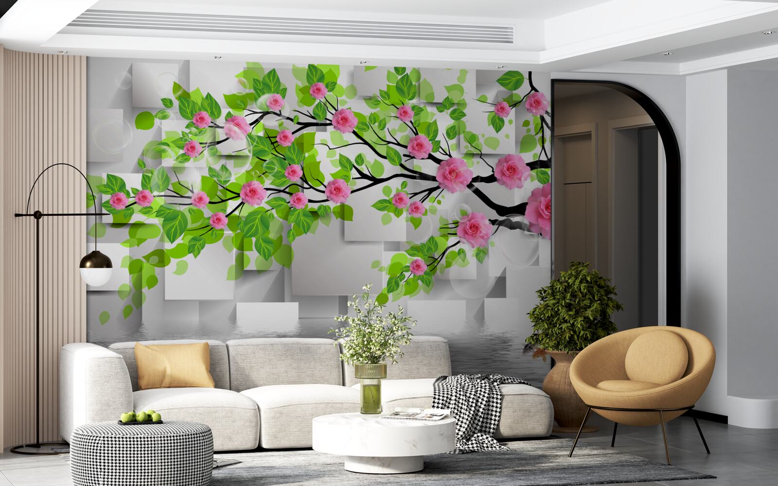 Fototapeta ružové ruže kvitnúce na konári