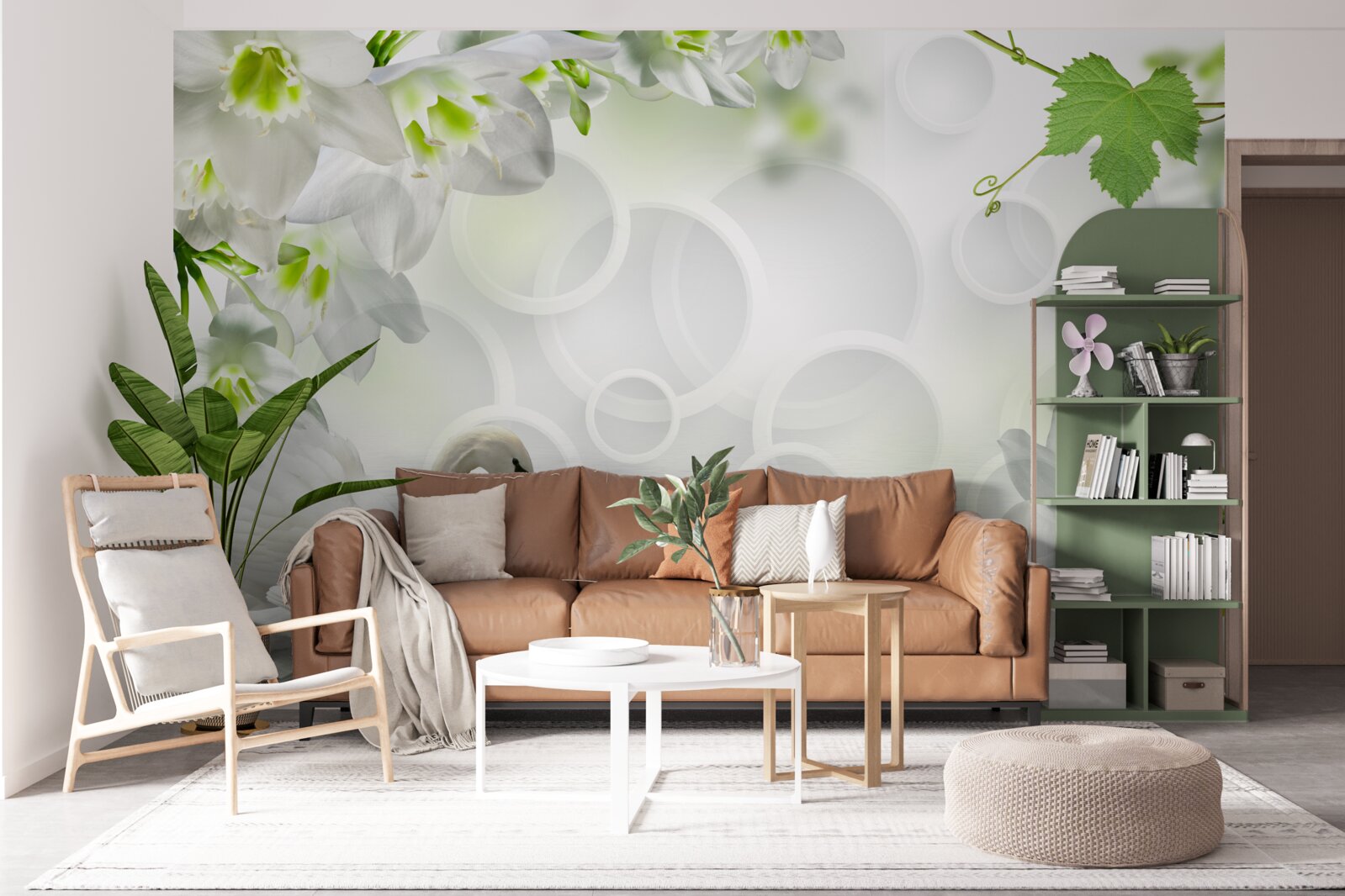 Fototapeta biele kvety na jazere medzi labuťami