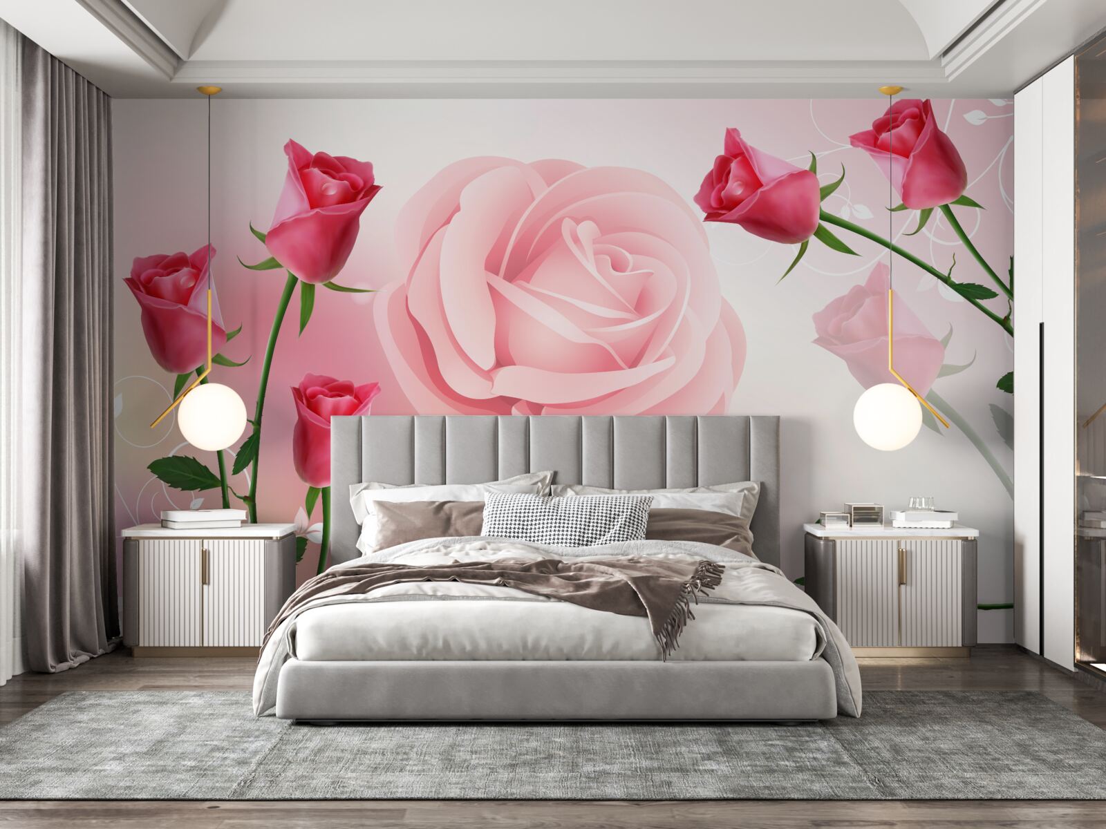 Fototapeta sada ružových púčikov ruží