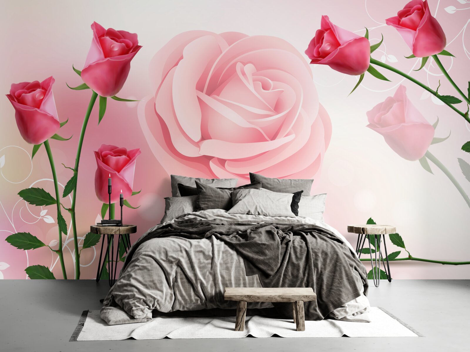 Fototapeta sada ružových púčikov ruží