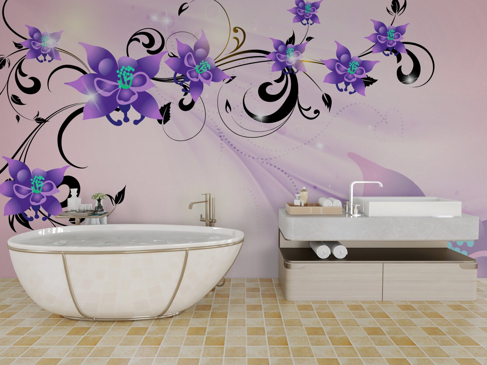 Fototapeta žiara fialových kvetov