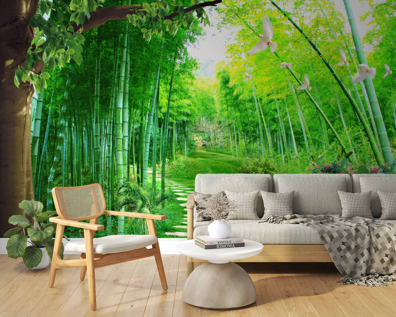 Fototapeta úžasné odtiene v bambusovom háji a na chodníku