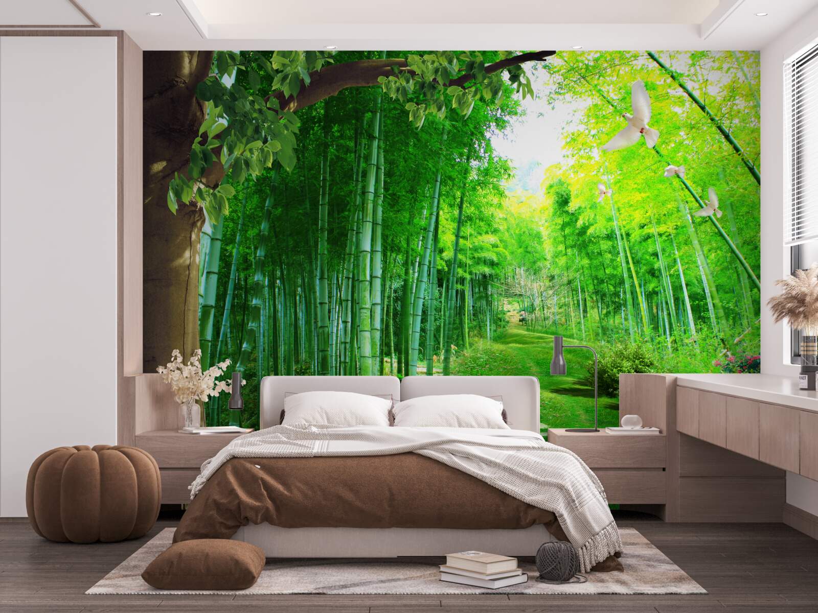 Fototapeta úžasné odtiene v bambusovom háji a na chodníku