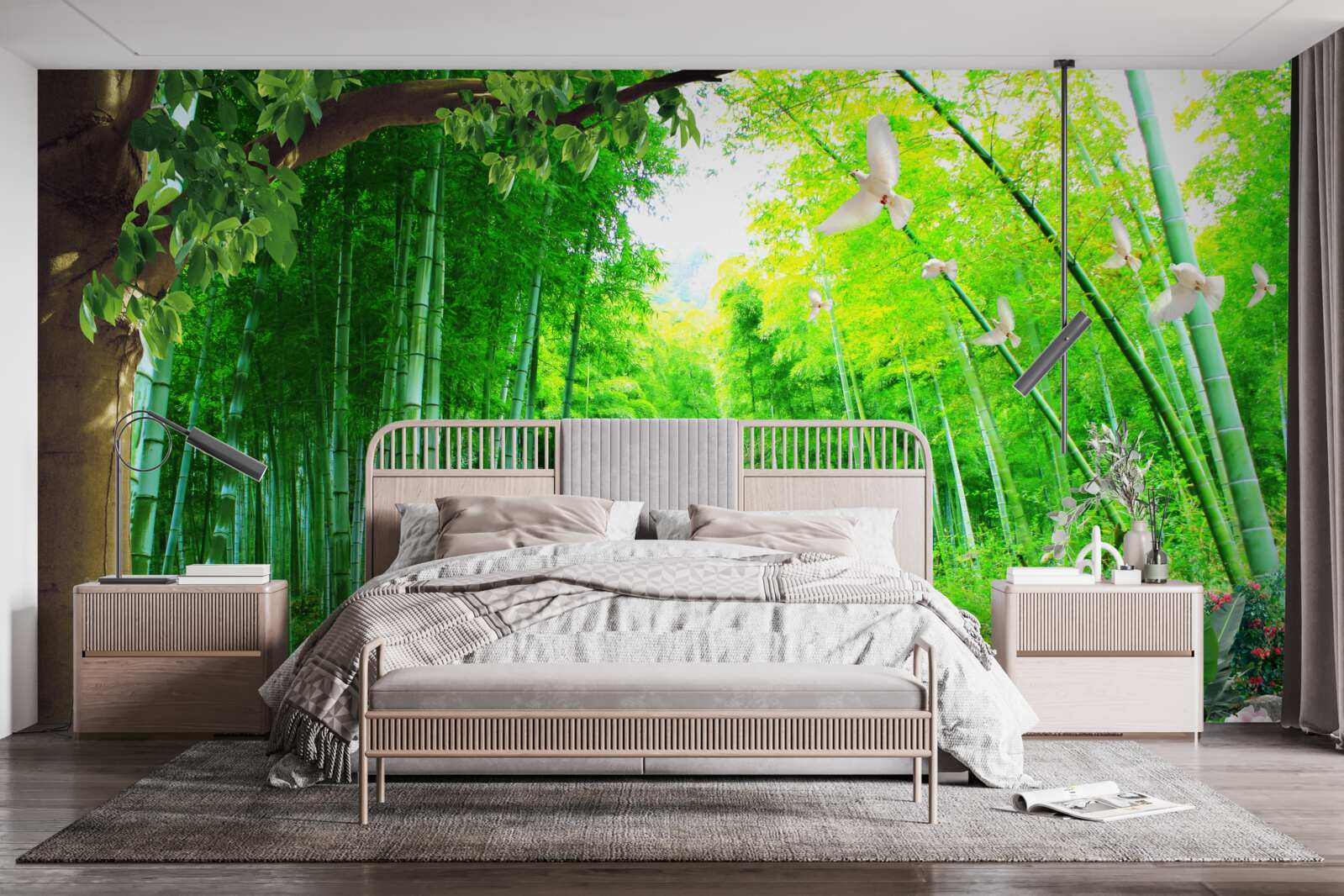 Fototapeta úžasné odtiene v bambusovom háji a na chodníku