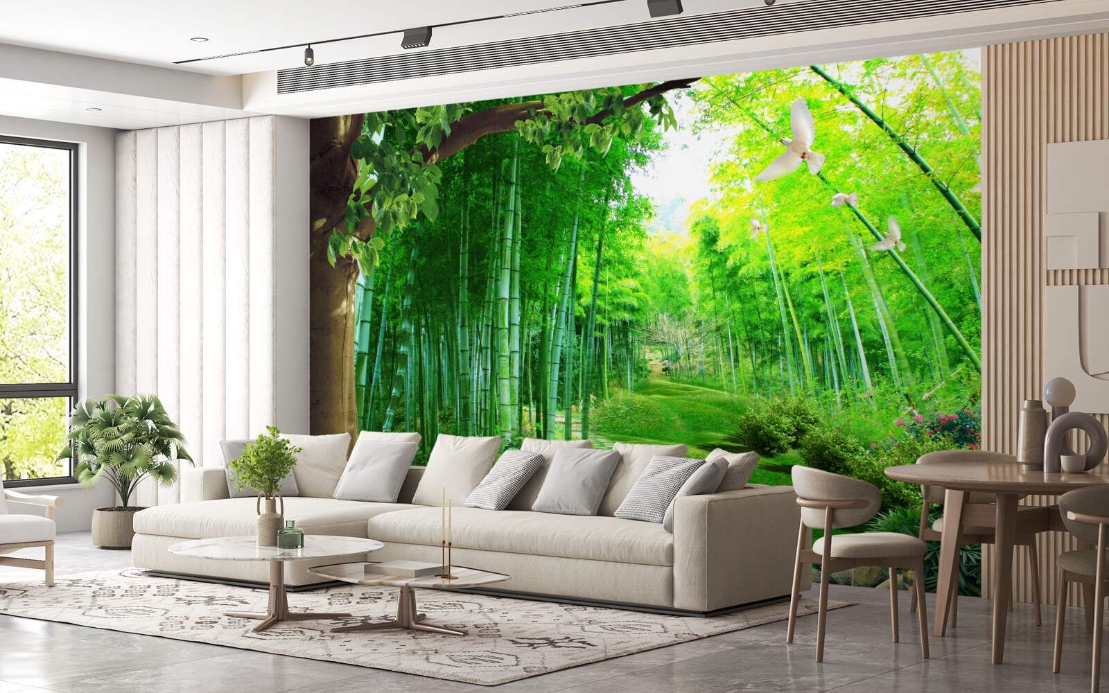 Fototapeta úžasné odtiene v bambusovom háji a na chodníku