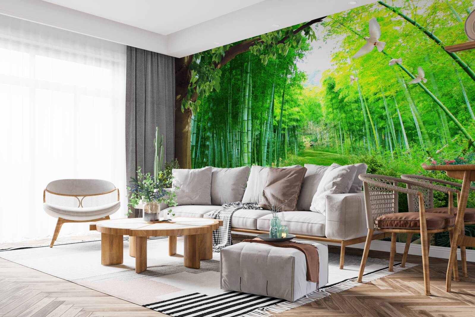 Fototapeta úžasné odtiene v bambusovom háji a na chodníku