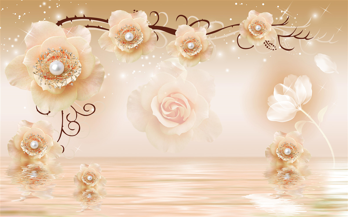 Fototapeta biele perleťové ruže