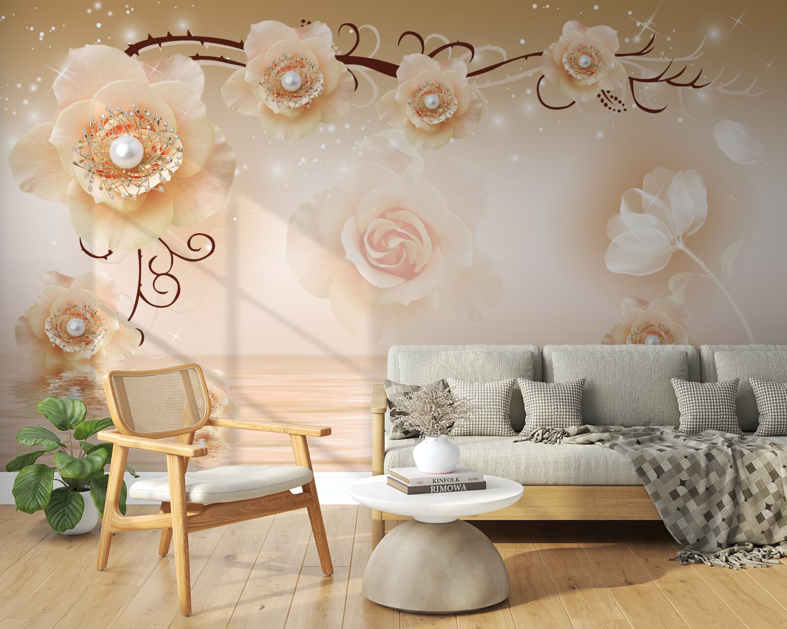 Fototapeta biele perleťové ruže