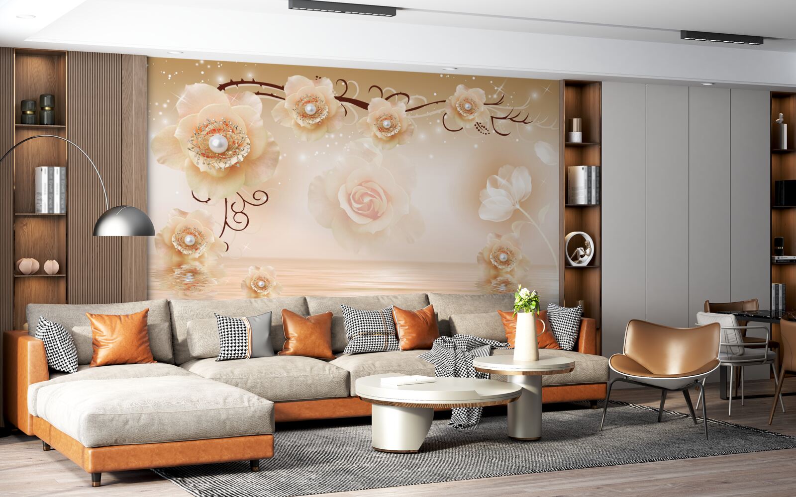 Fototapeta biele perleťové ruže