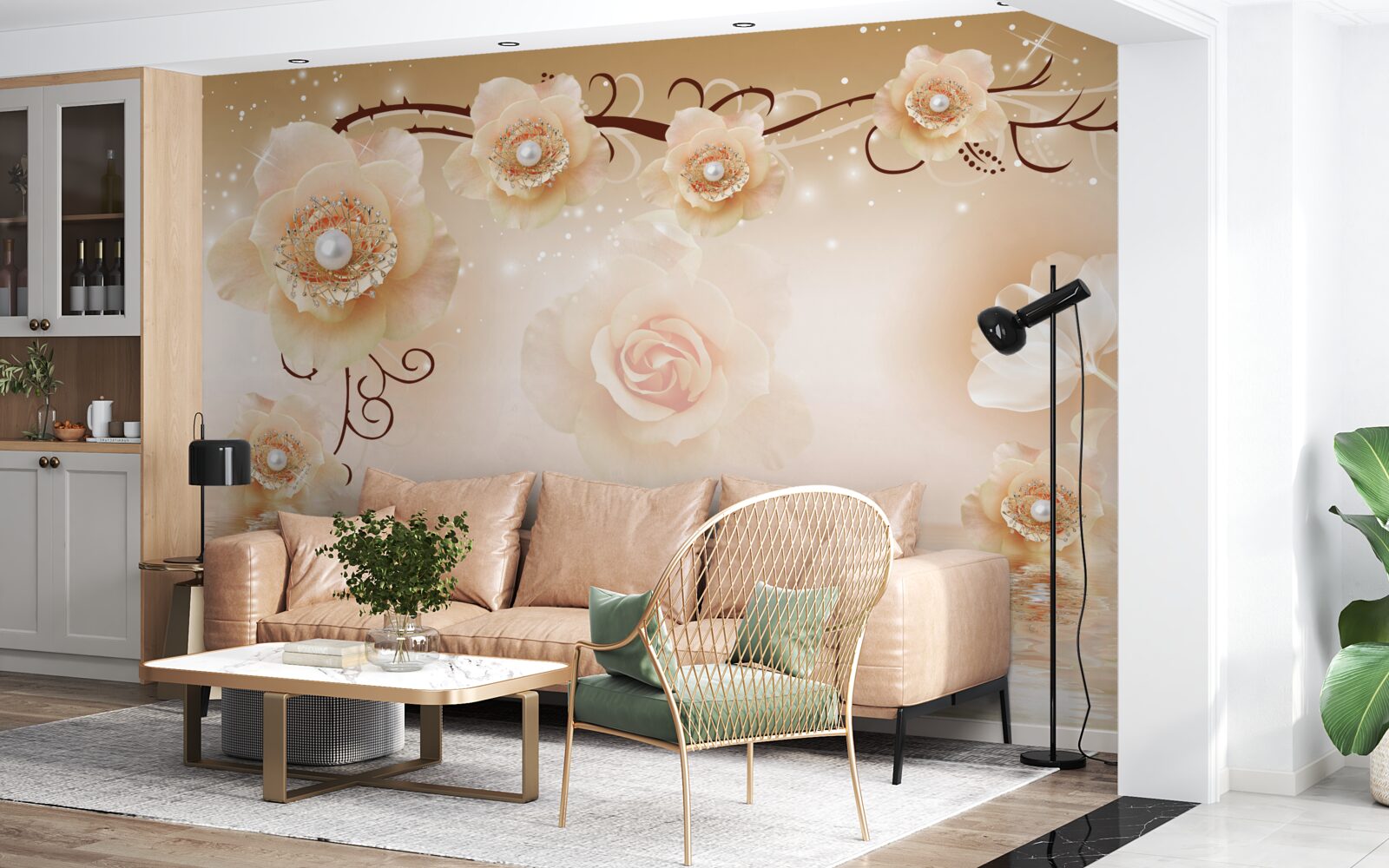 Fototapeta biele perleťové ruže