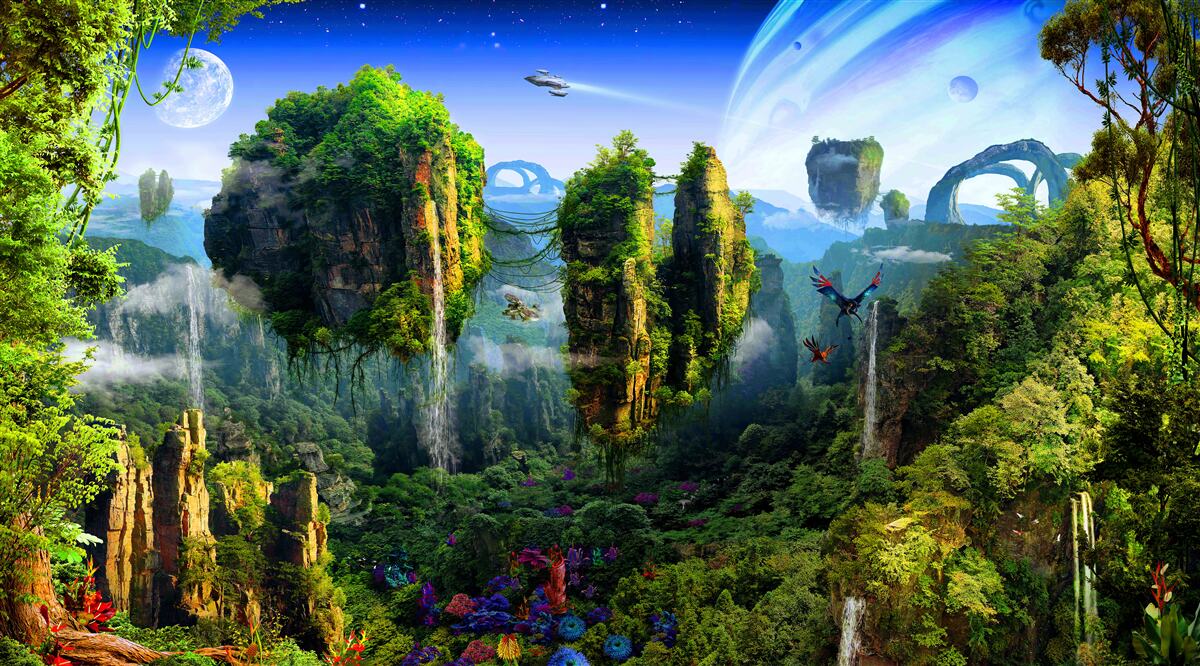 Fototapeta zelené mesto vo fantasy štýle