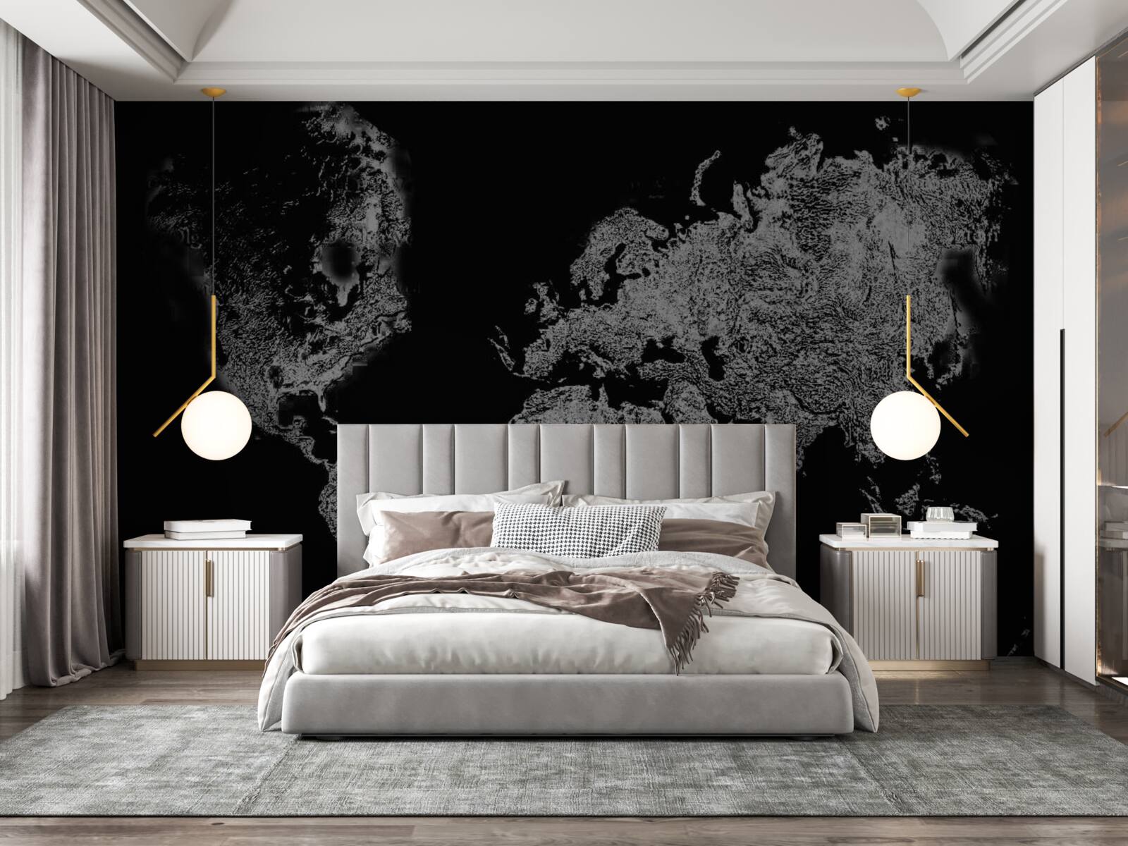 Fototapeta mapa sveta s reliéfnou projekciou