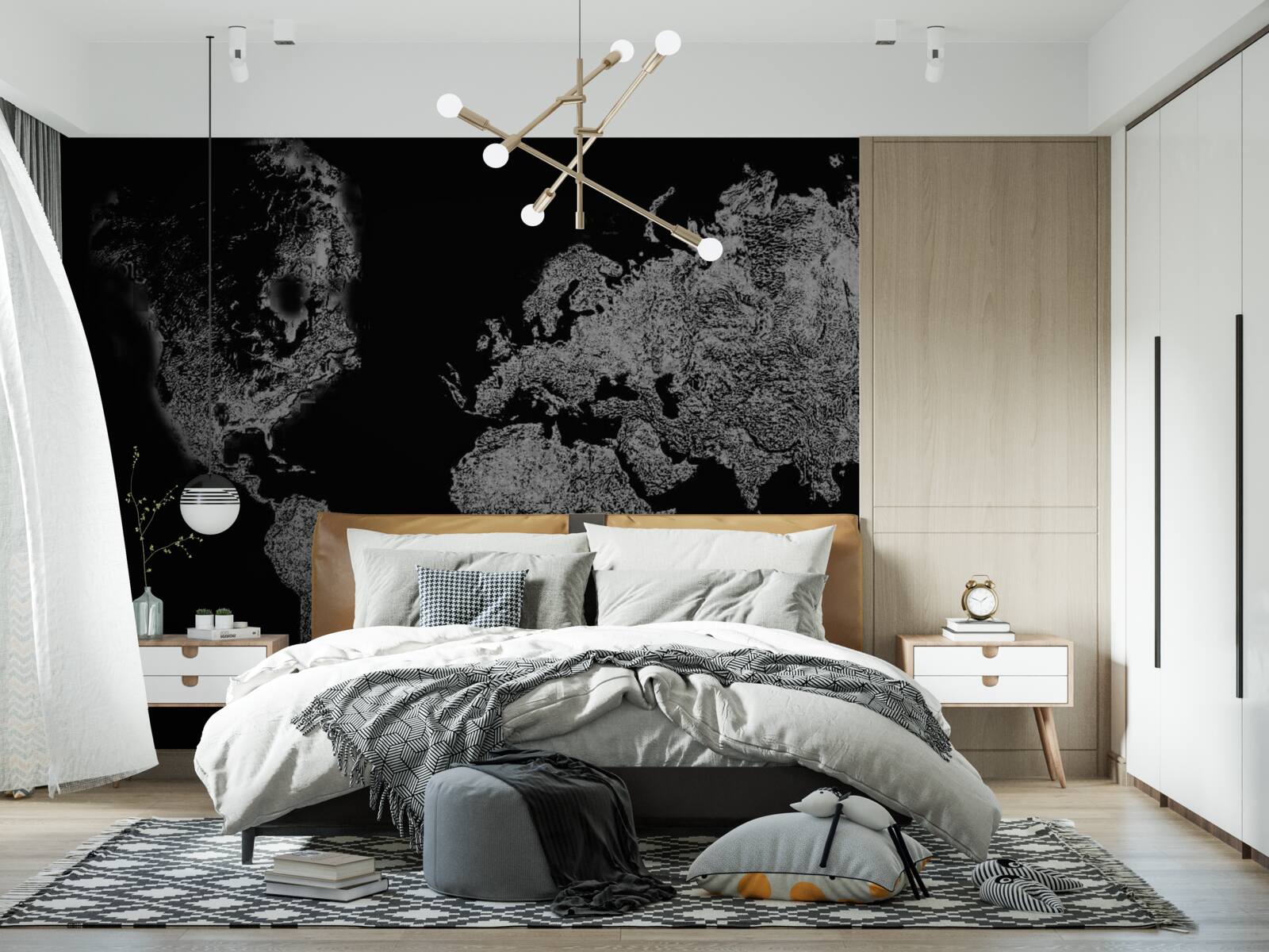 Fototapeta mapa sveta s reliéfnou projekciou