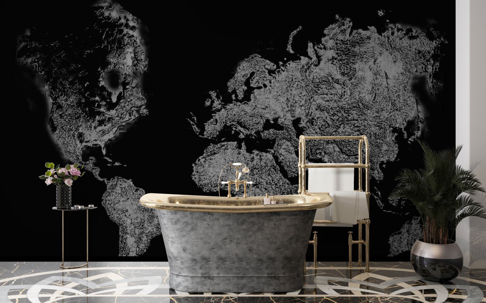 Fototapeta mapa sveta s reliéfnou projekciou