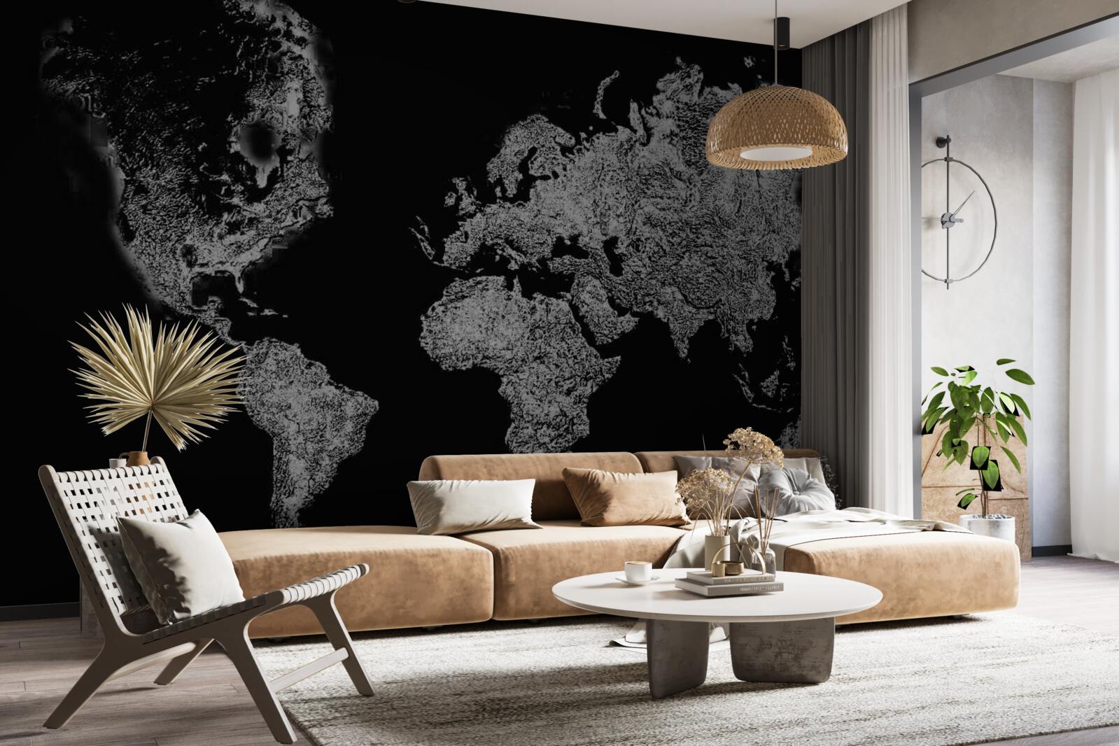 Fototapeta mapa sveta s reliéfnou projekciou