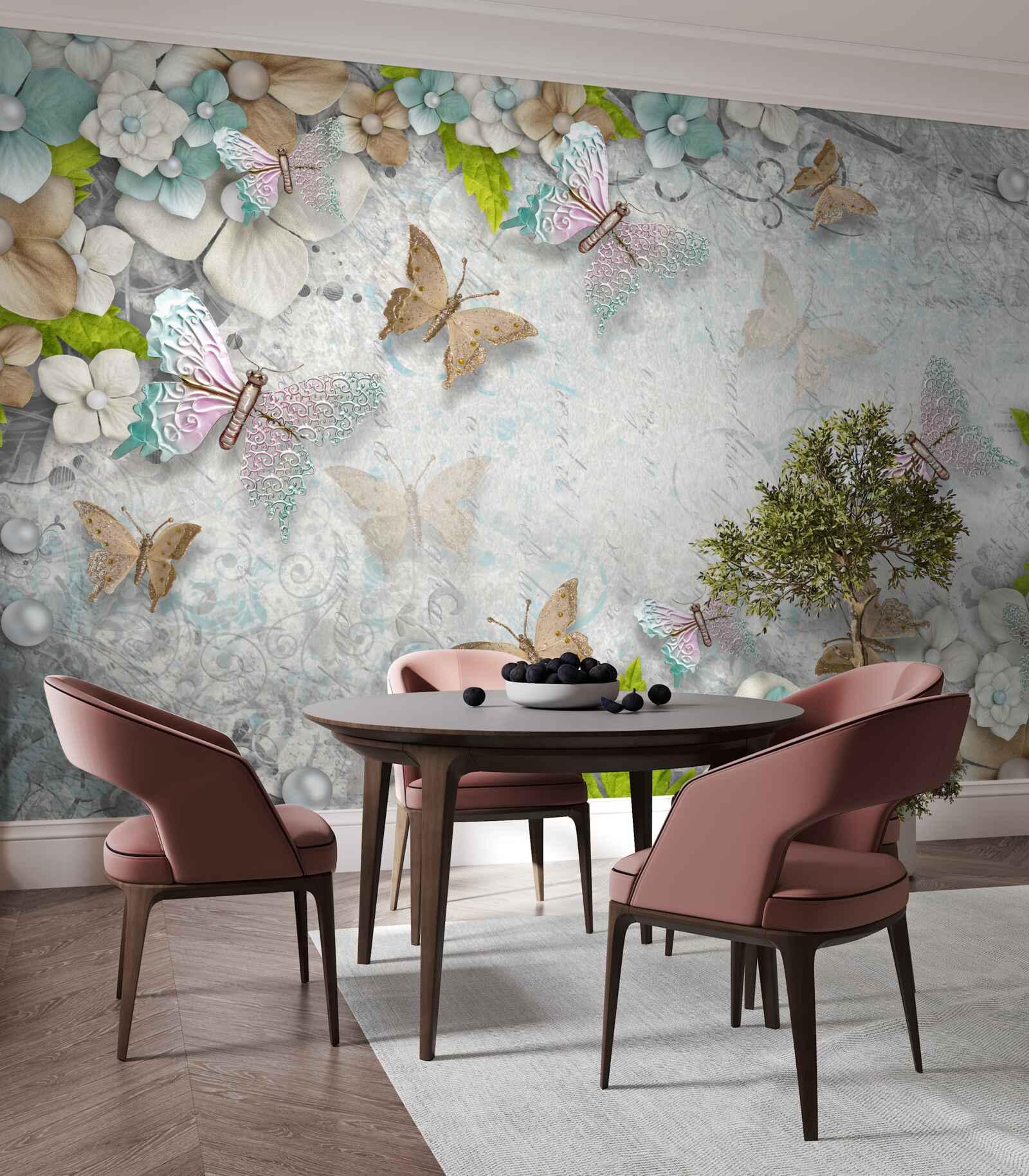 Fototapeta kvety a motýle