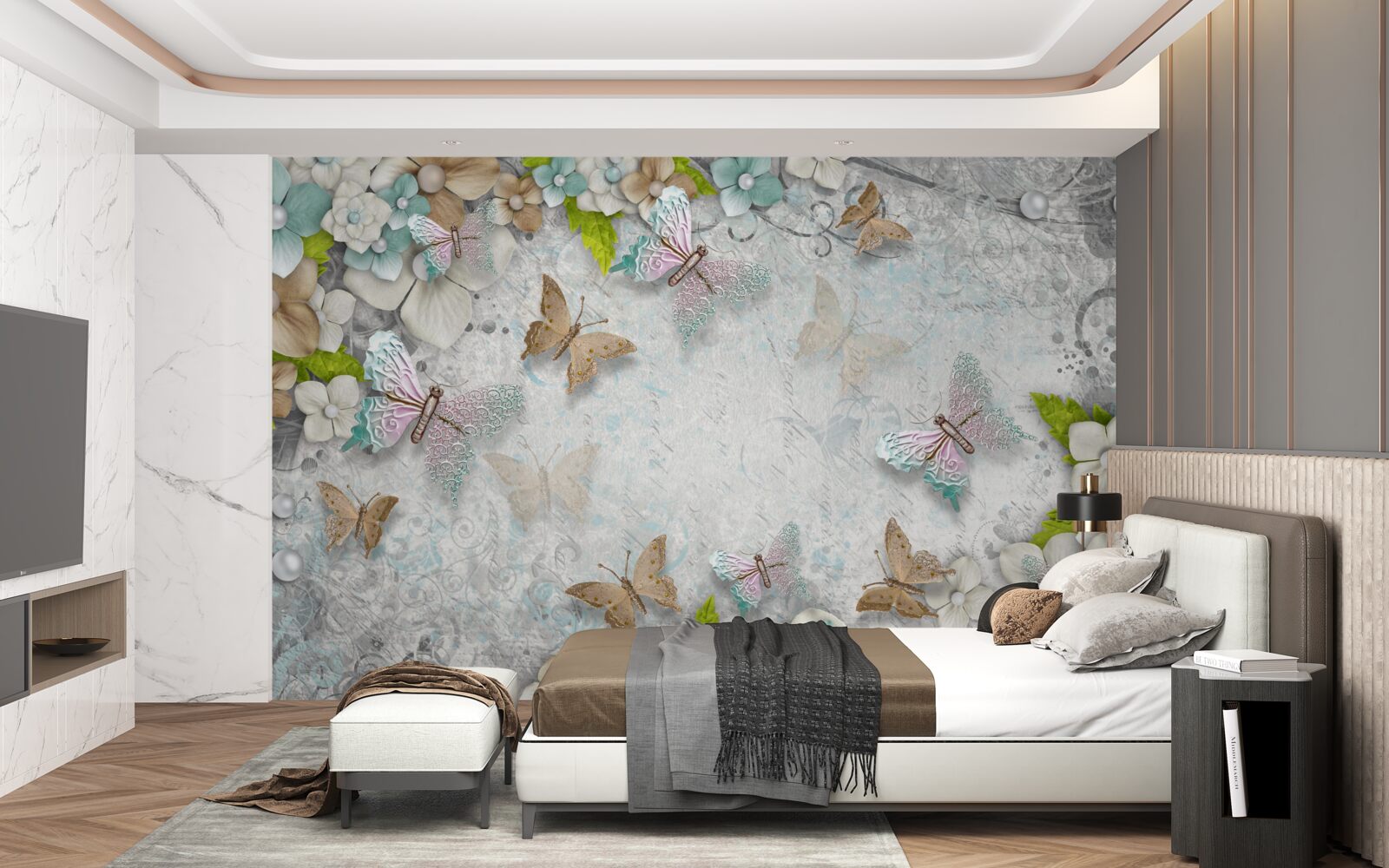 Fototapeta kvety a motýle