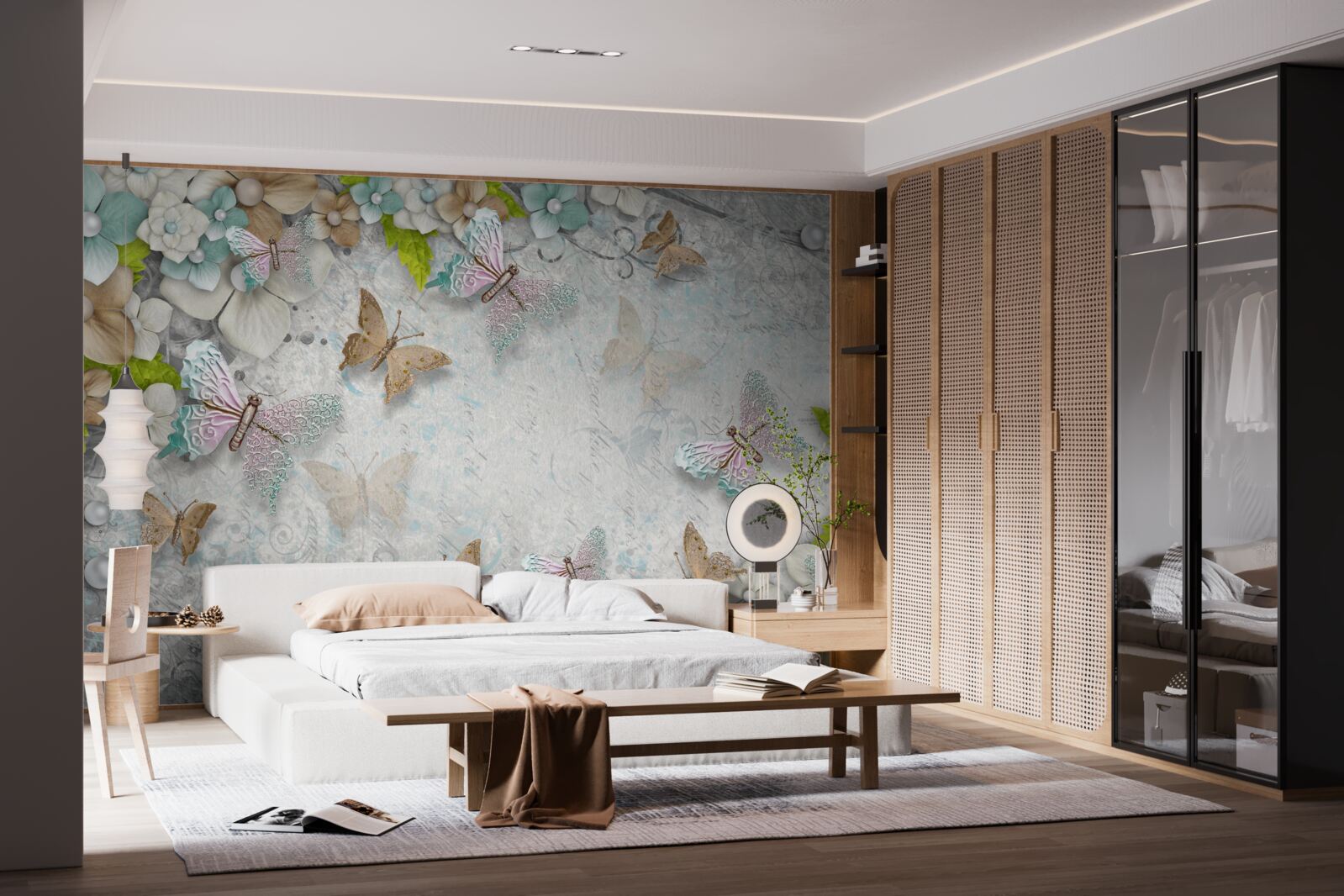 Fototapeta kvety a motýle