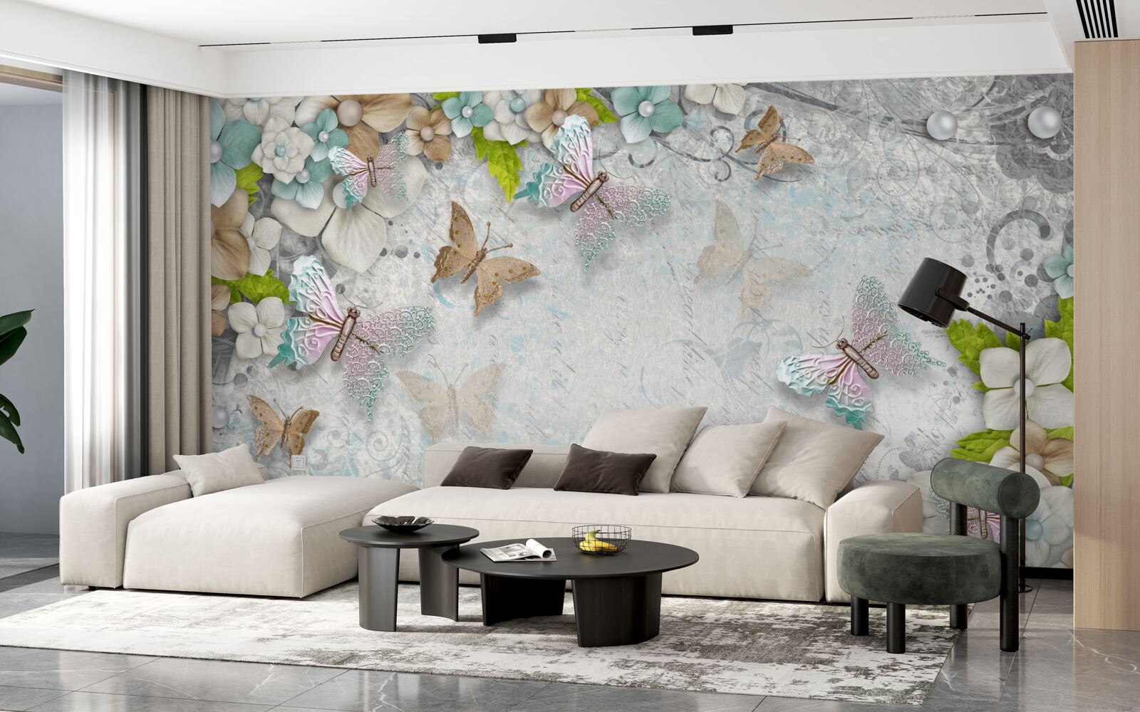 Fototapeta kvety a motýle