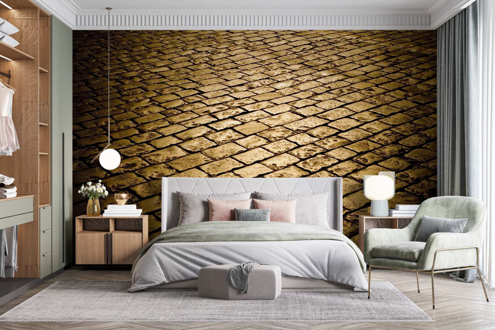 Fototapeta dlažobné kocky položené večer