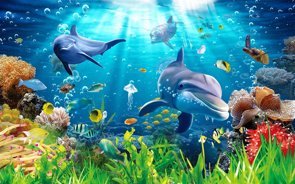 Fototapeta delfíny žijú na dne mora