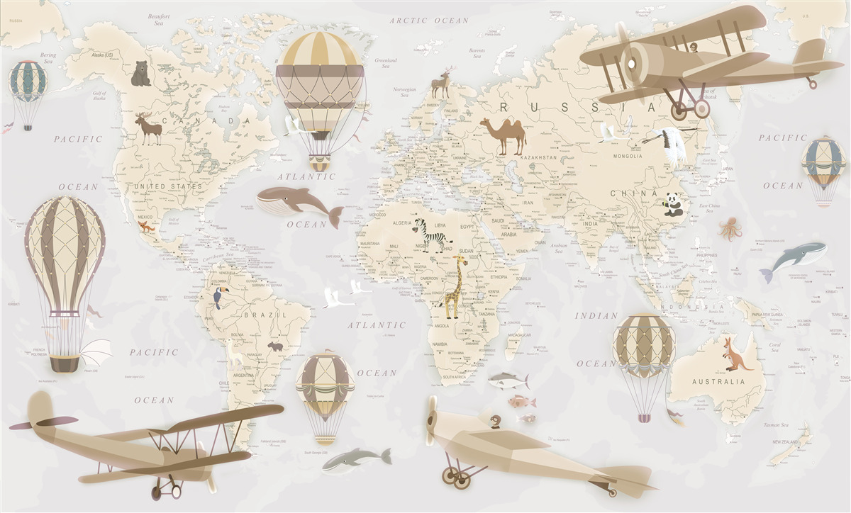 Fototapeta mapa sveta s maximálnymi detailmi