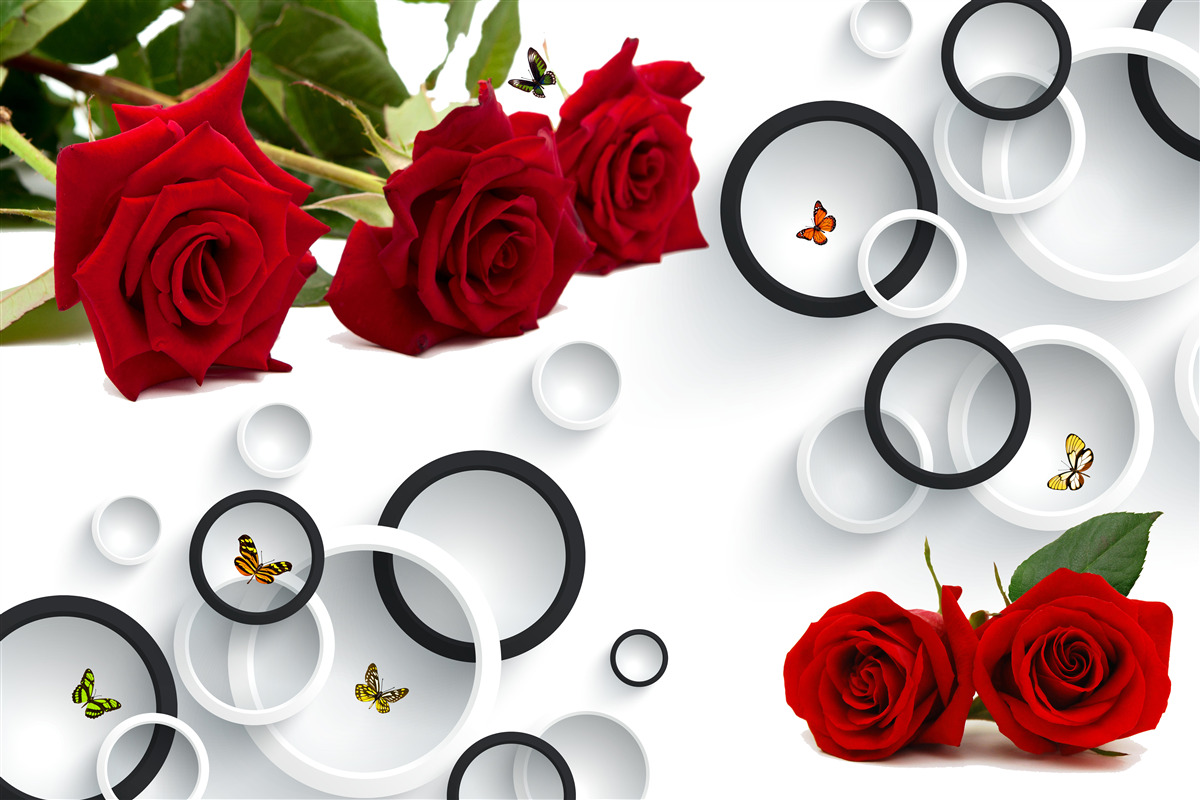 Fototapeta kruhy a ruže v červenom odtieni