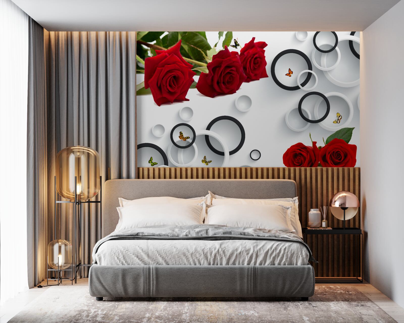 Fototapeta kruhy a ruže v červenom odtieni