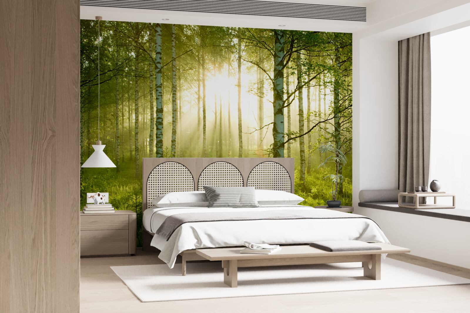 Fototapeta Svitanie v brezovom lese