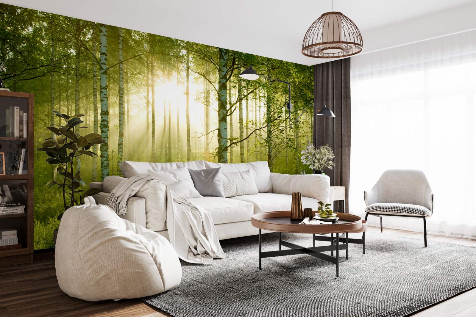 Fototapeta Svitanie v brezovom lese