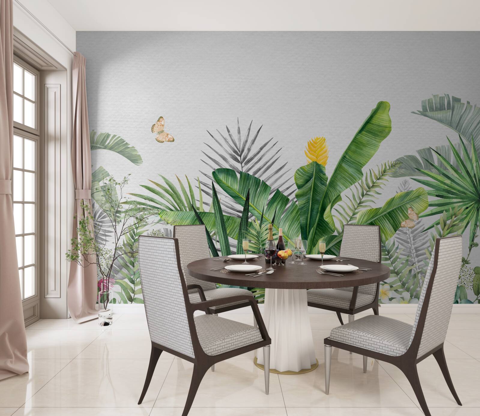 Fototapeta tropická flóra na svetlom pozadí