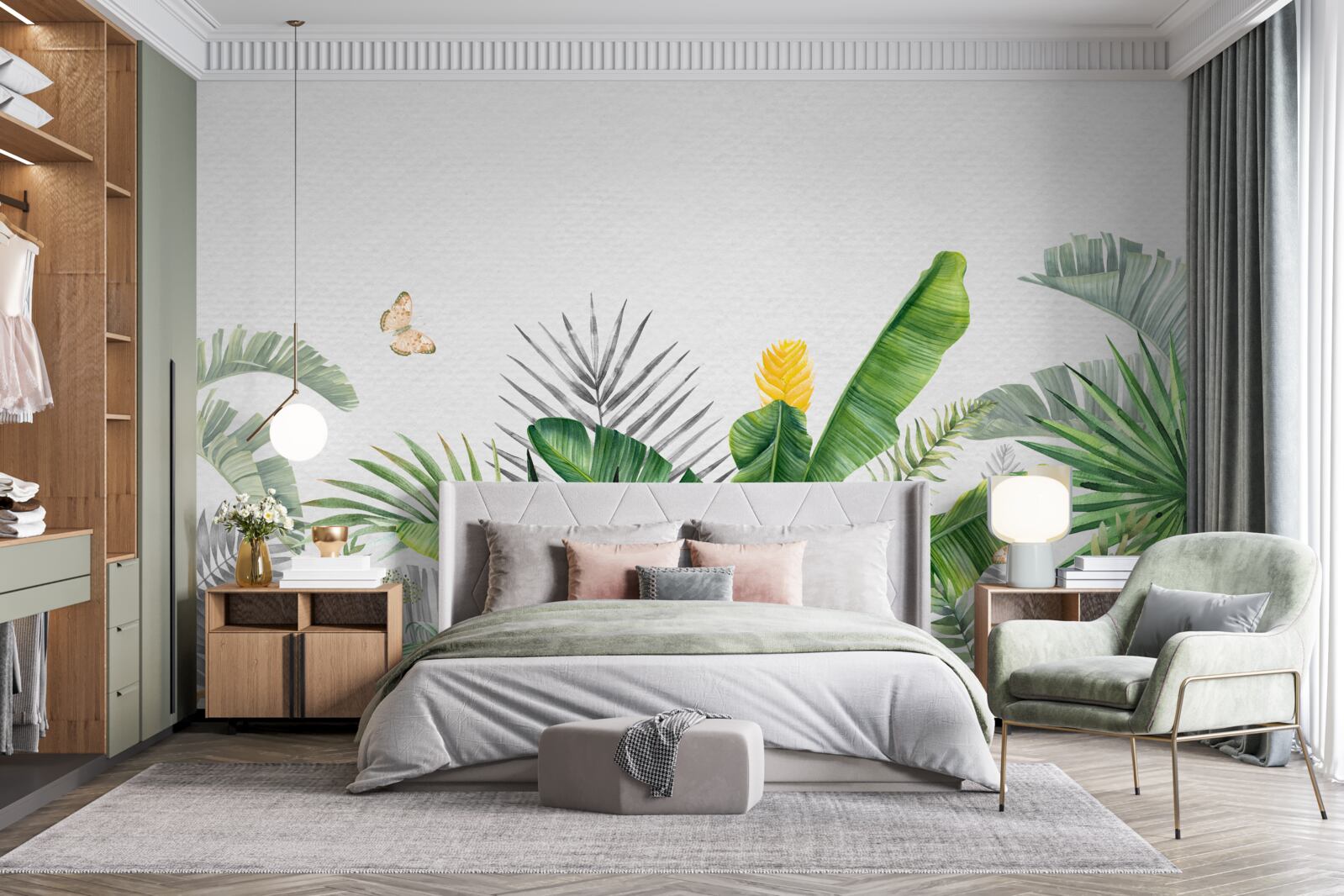 Fototapeta tropická flóra na svetlom pozadí