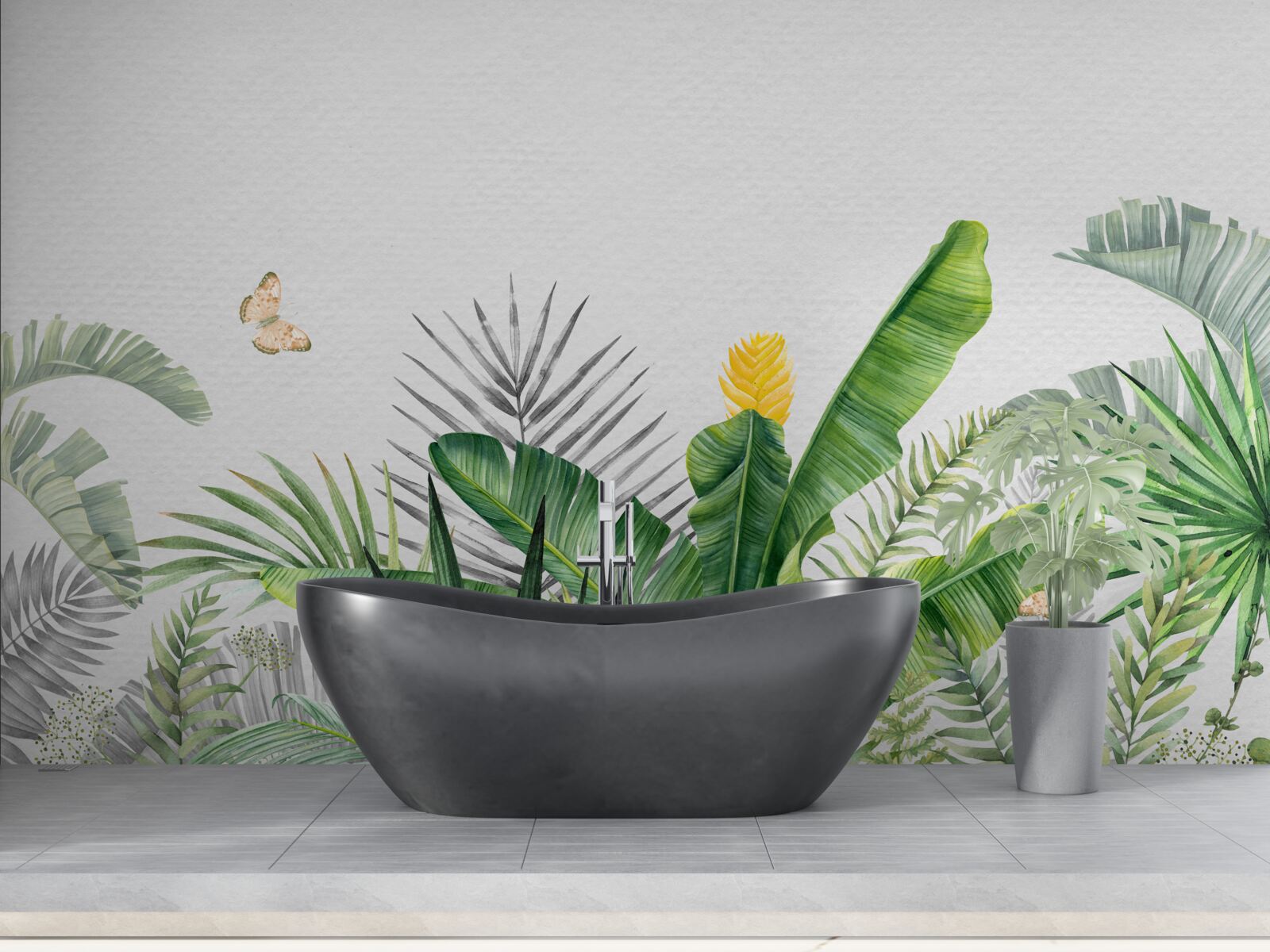 Fototapeta tropická flóra na svetlom pozadí